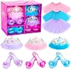 Princess Dress Up Shoes Princess Dresses for Girls, Dress Up Clothes Pretend Play Costumes-3 Sets of Princess Shoes, Dresses and Crowns, Princess Accessory Toys for 3-6 yr Girl Birthday Gifts
