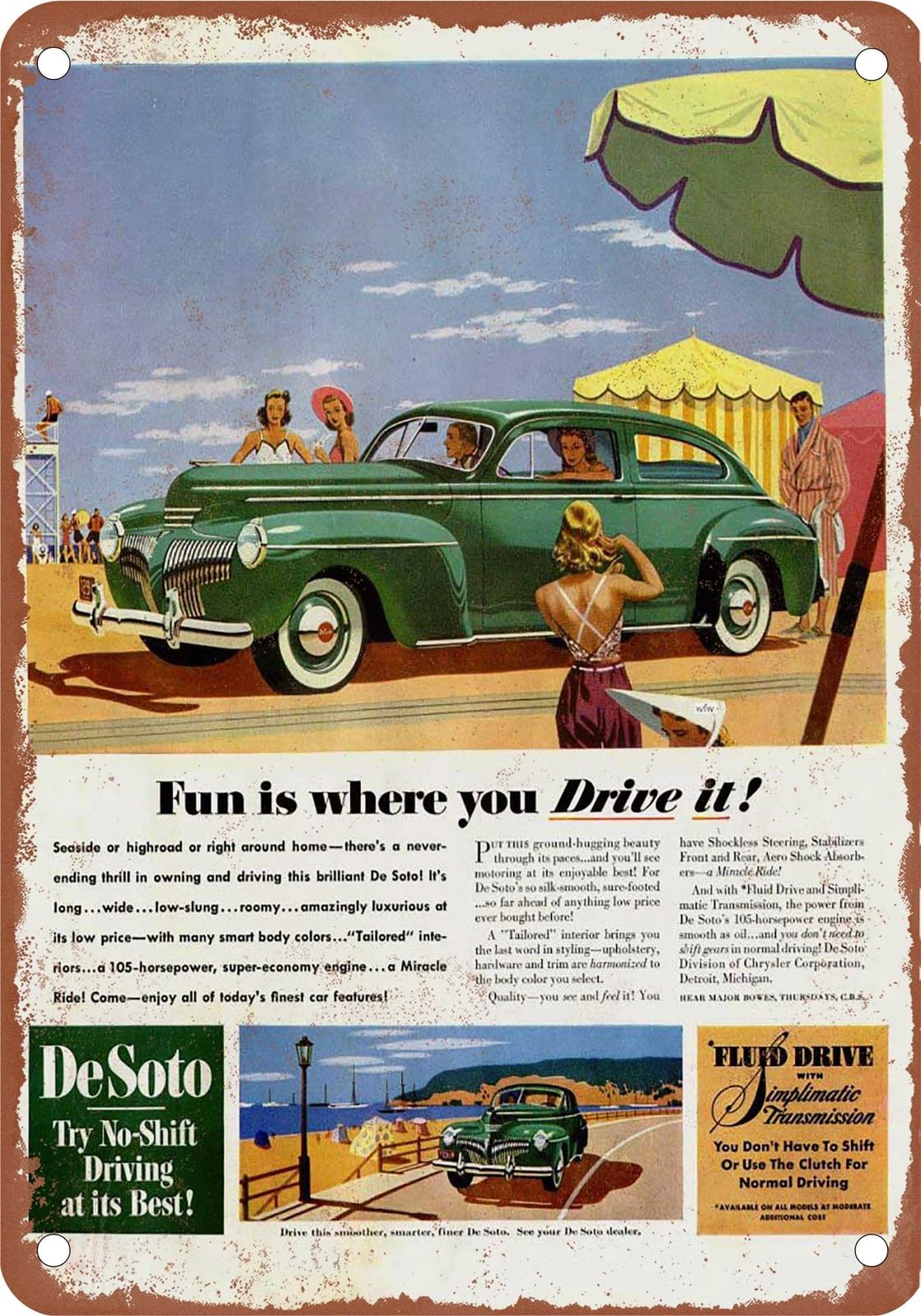 METAL SIGN - 1941 DeSoto Vintage Ad 11 - Old Retro Rusty Look home decor