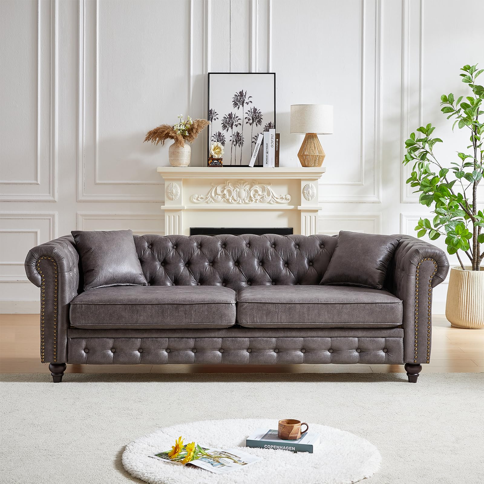 ソファセット U&M chester sofa Amazon.com: Modern Chesterfield Sofa Couch, 85.5-inch Tech