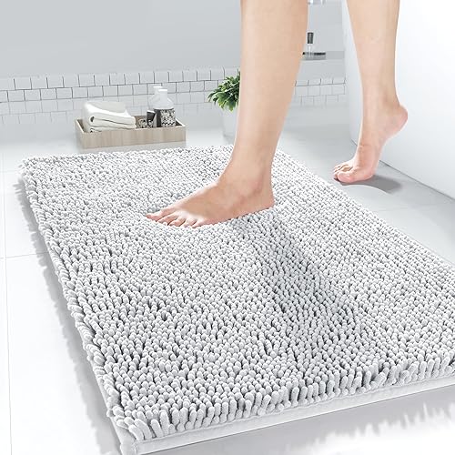 Miniatura 1 de Yimobra Alfombra de baño de felpilla de lujo, 47 x 24 pulgadas, lavable, suave y peluda, súper absorbente y gruesa, antideslizante, tapete de baño