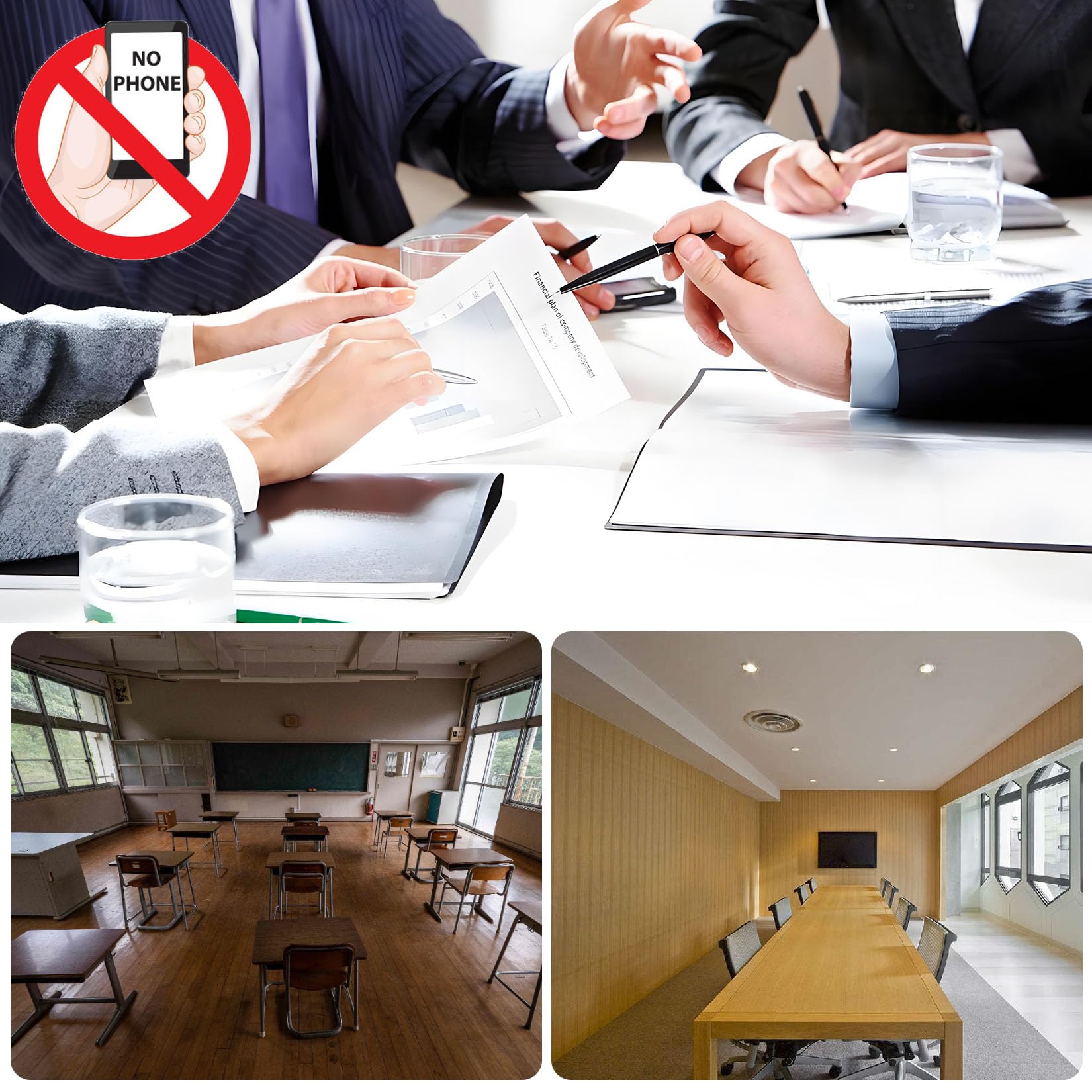 Armadietto per telefono in acrilico trasparente con serratura a 4 scomparti, per forniture per ufficio, scrivania sicura, 42,5 × 7 × 19 cm, ideale per le aziende
