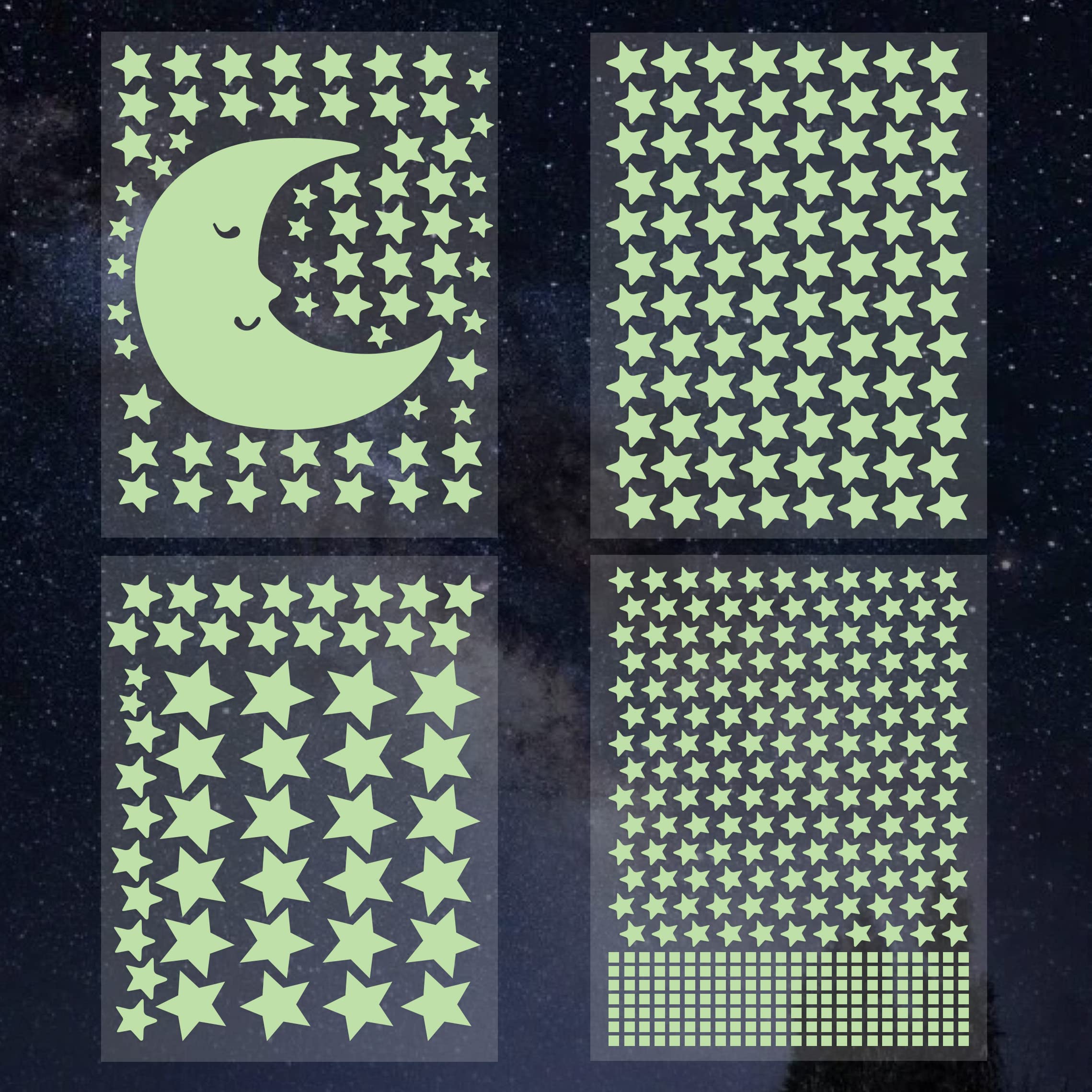 Welsberg Yellow 533 X Luminous Stars Luminous Dots Stars And Moon Stickers Starry Sky Fluorescent And Self-Adhesive Wall Sticker