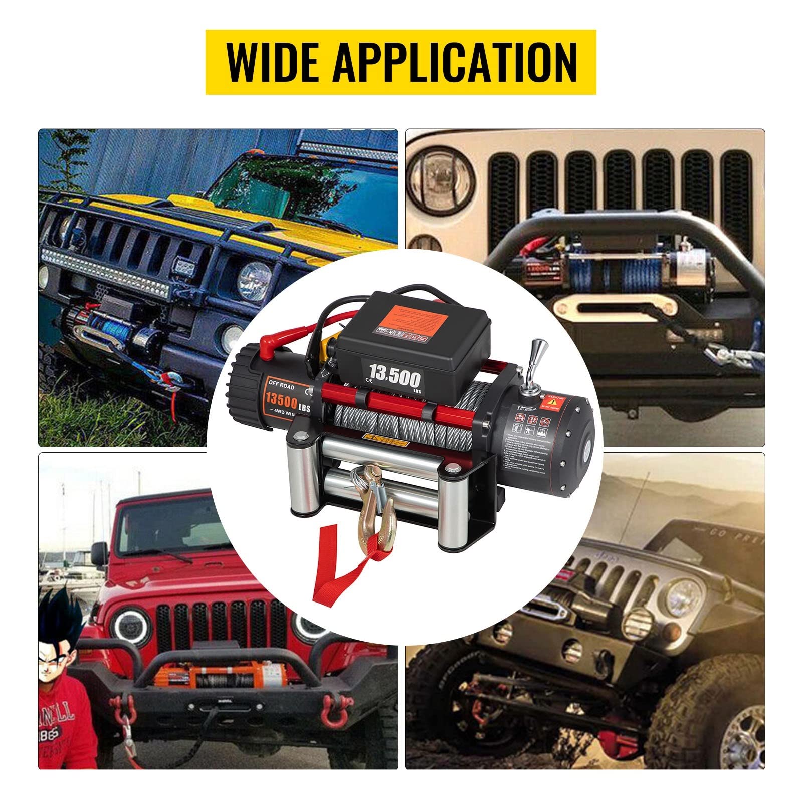 13500LBS 12V Elektrische Winde for 4X4 92FT Stahlseilwagen Anhänger Seile Abschleppgurt W/Wireless Control ATV Truck Off Road