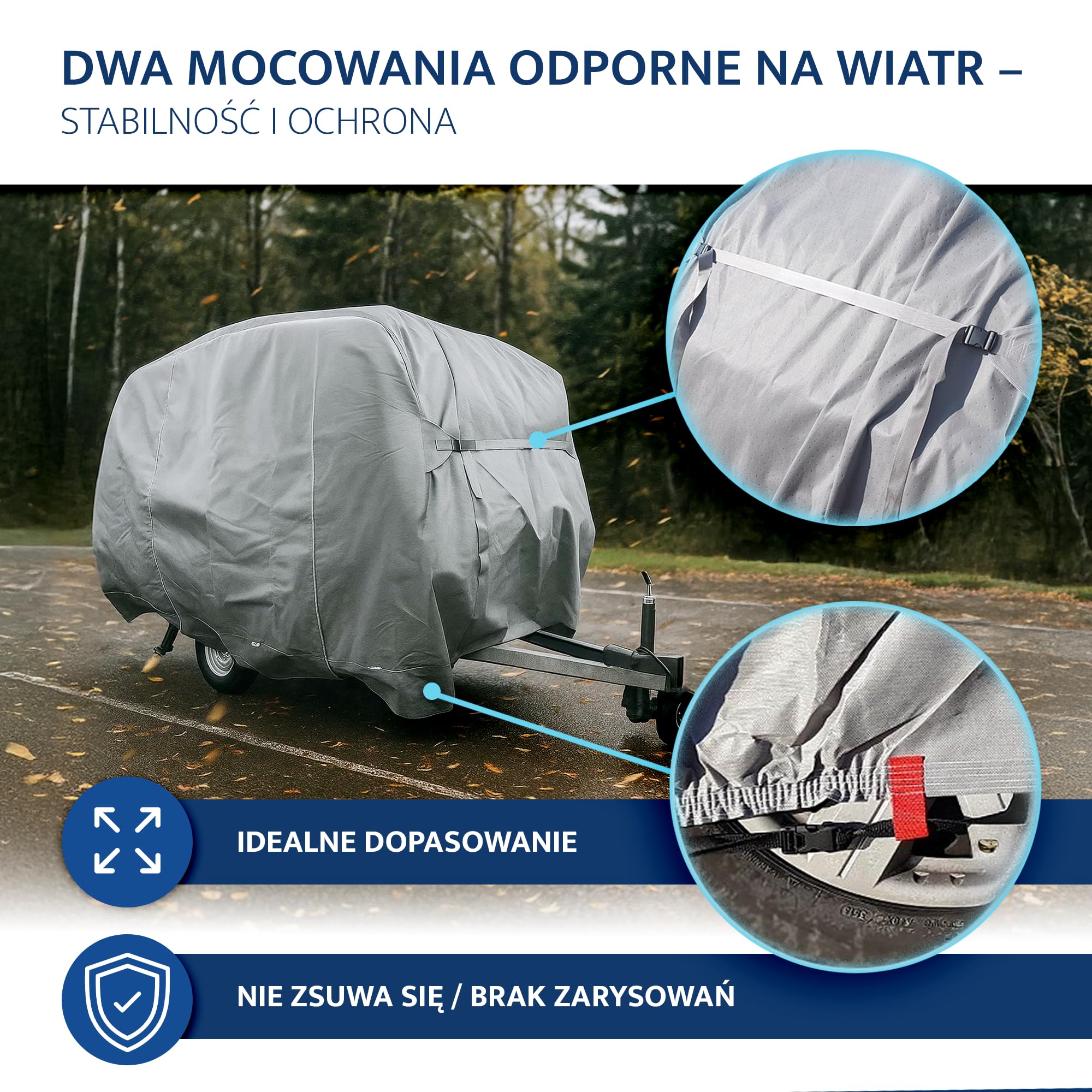Pokrowiec na przyczepę kempingową - odpowiednia dla Niewiadów N126 5-warstwowa Plandeka okryciowa oddychająca i odporna na warunki atmosferyczne - Wytrzymały pokrowiec ochronny