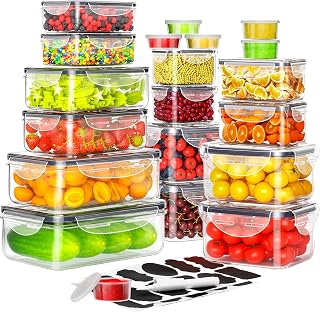 Pony Crossing the River 40-Pack Airtight Food Storage Containers with Lids - Leakproof Stackable Meal Prep Set, Microwave Safe