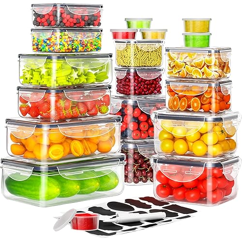 40 PCS Food Storage Containers with Lids Airtight (20 Containers & 20 Lids), Plastic Storage Meal Prep Container-Stackable 100% Leakproof & Microwave Organization and Storage Sets, Lunch Containers