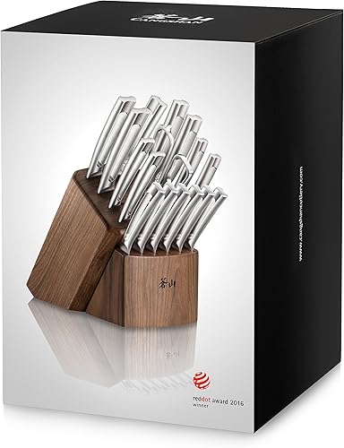 Miniatura 8 de Cangshan TN1 Series 1021974 Swedish Sandvik 14C28N - Juego de bloques de cuchillos forjado de acero 17 piezas nogal