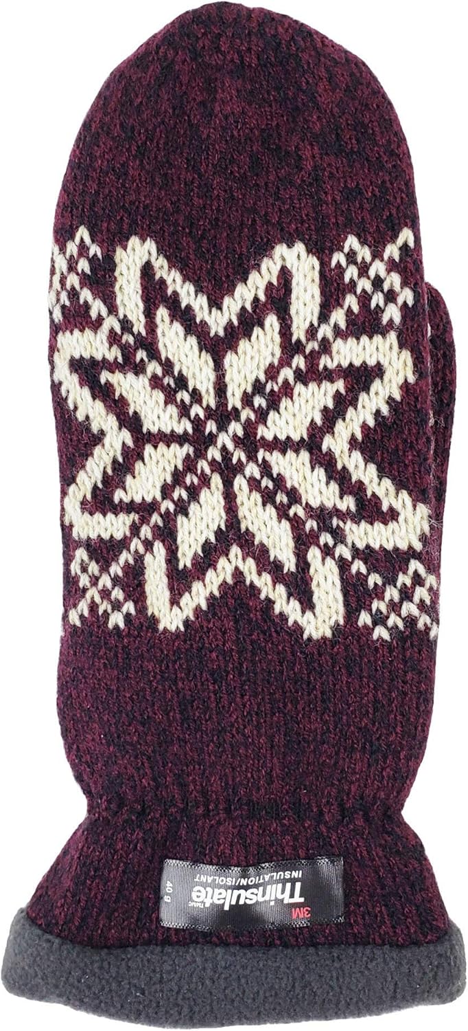 BRUCERIVER Women Snowflake Knit Mittens with Warm Thinsulate Fleece Lining - Image 2