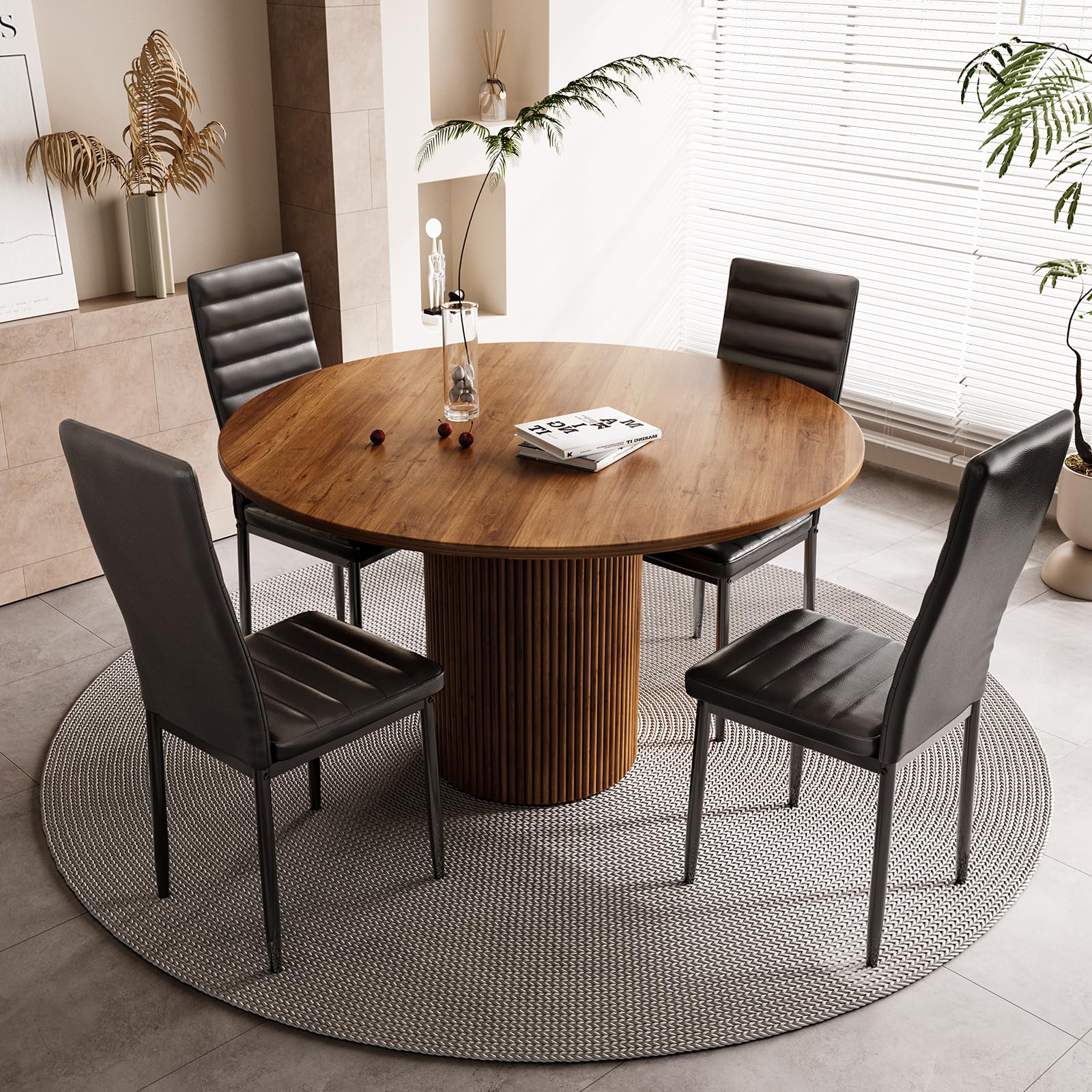 Bealife Sillas de Comedor Modernas (Juego de 4), Tapizadas en Piel Sintética PU, Respaldo Alto Ergonómico para Salón y Cocina, Negro