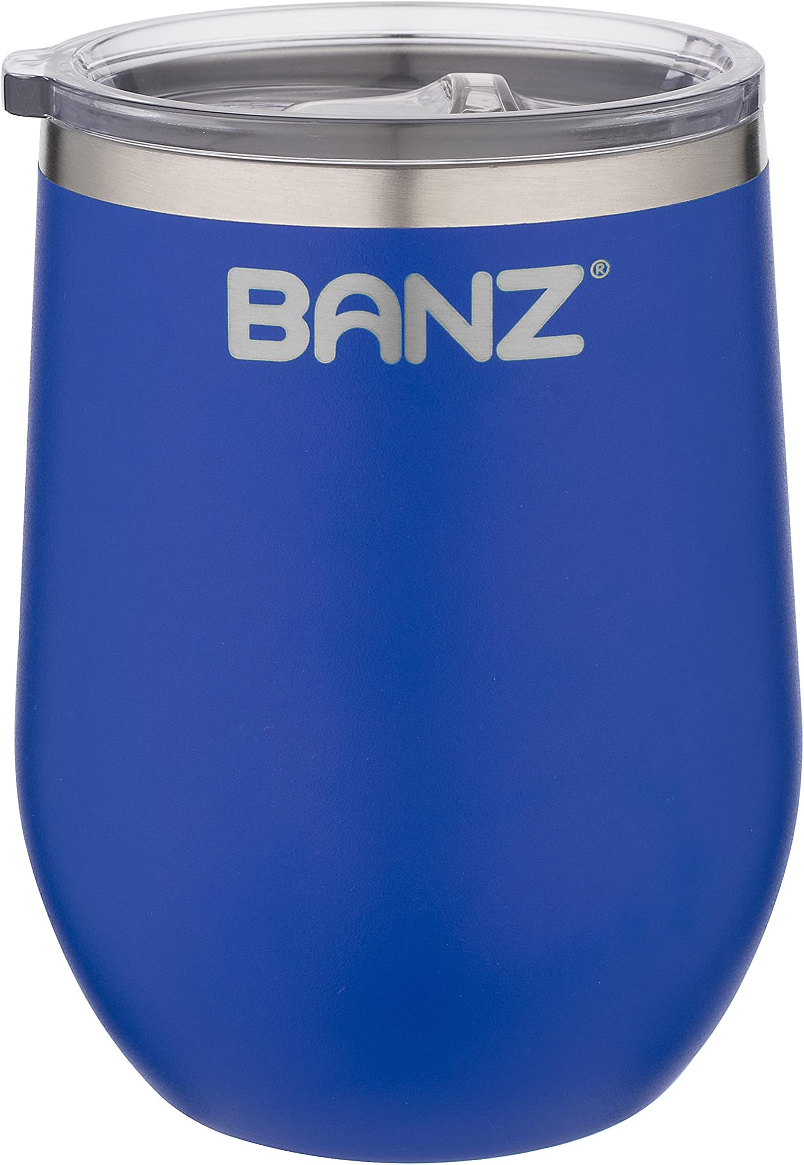 BanzDouble Walled, Insulated Travel Wine Tumbler - Stainless Steel and Re-useable Vacuum Insulated - 350 ml - Blue