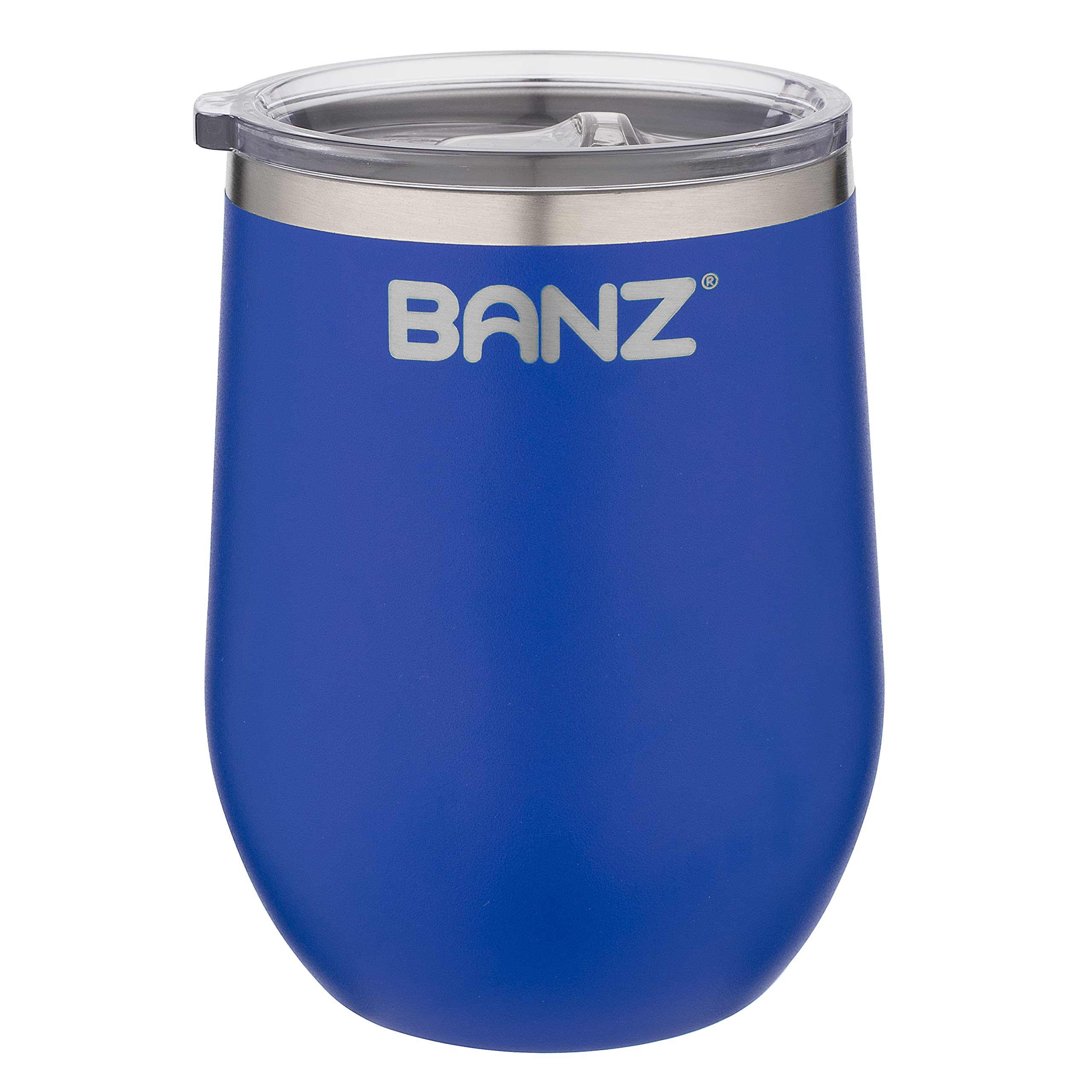 BanzDouble Walled, Insulated Travel Wine Tumbler - Stainless Steel and Re-useable Vacuum Insulated - 350 ml - Blue