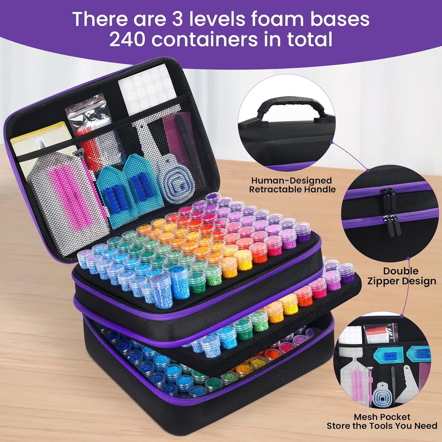 Portatile di 240 Scomparti Diamond Painting Organizzatore, Diamond Painting Kit Completo Organizzatore, Diamond Painting Kit Organizzatore