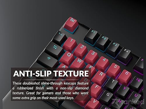 Miniatura 5 de Ranked Juego de teclas de goma Double Shot translúcido Perfil OEM para teclado mecánico para juegos (Viva Magenta, 23 teclas)