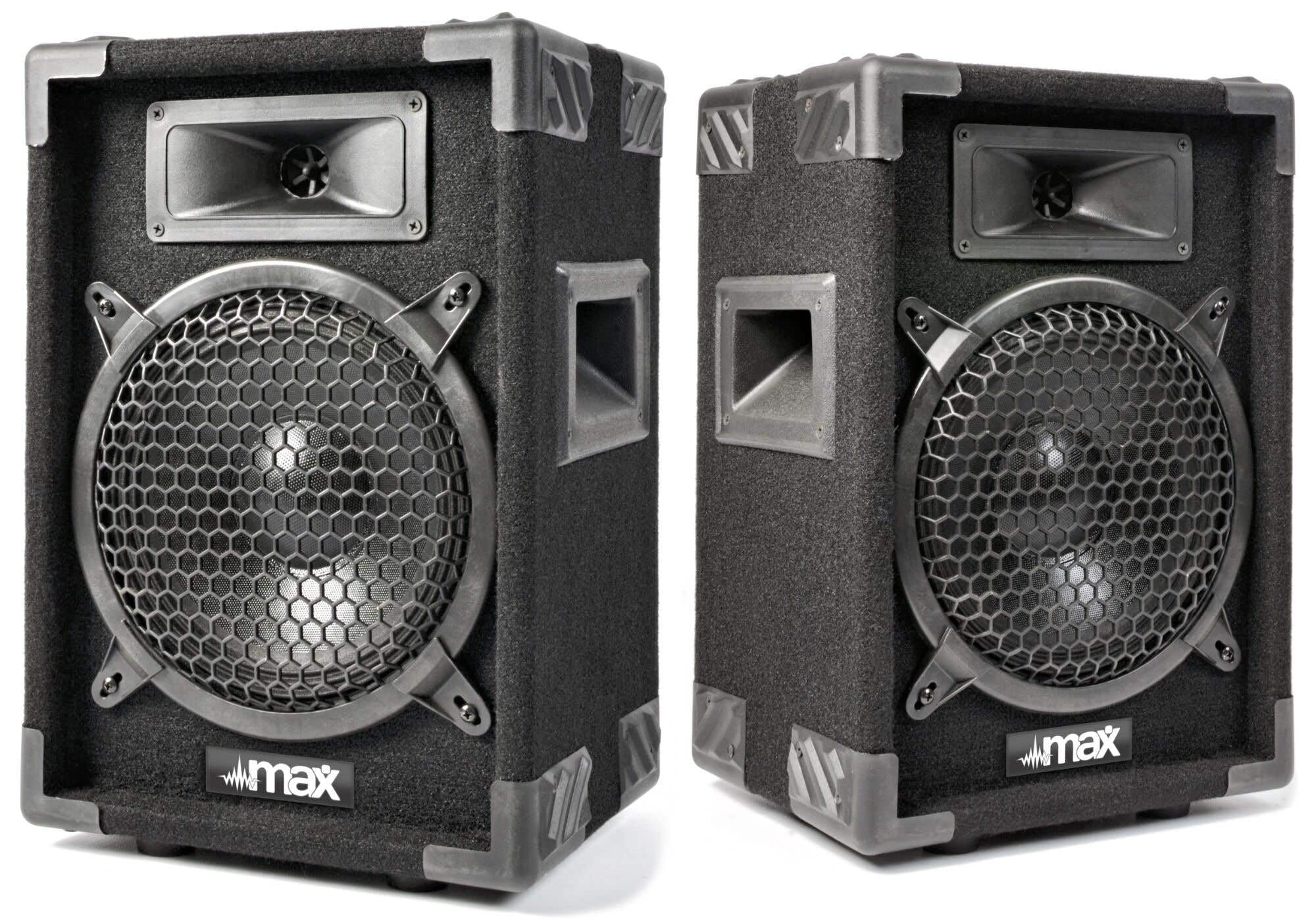 MAX Pack Sono Music/Power Dynamics/Vonyx - 2 Enceintes 8″ + Mixer 4 Canaux + Câbles | Système PA Complet pour Chanteurs, Groupes et Animations