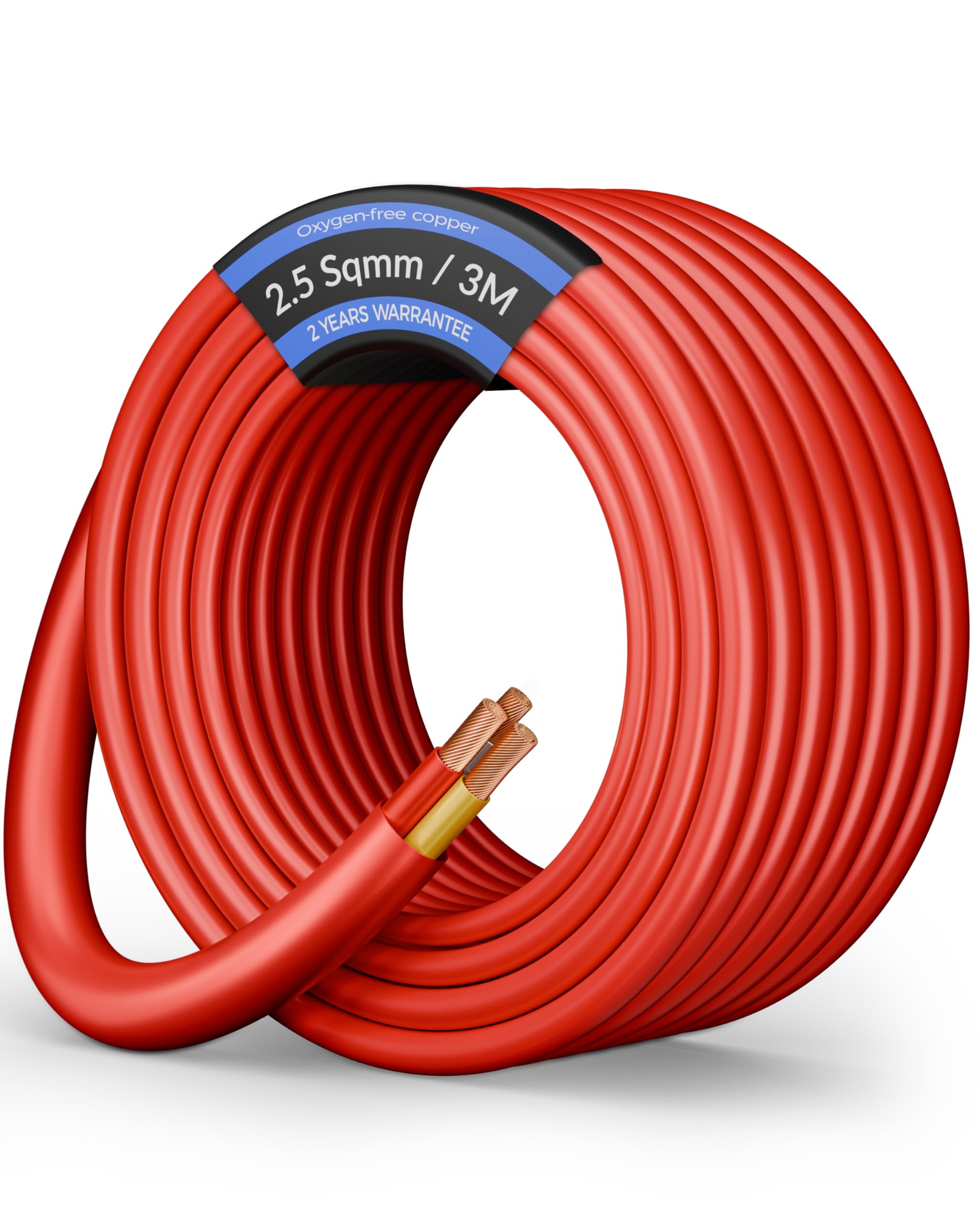 FEDUS 3 Core 2.5 Sqmm Pure Copper Power Cable Cord Flame Retardant Heavy Duty Industrial Grade 14AWG Heavy Load Flexible Heat Resistant Electrical 100% Oxygen-Free Copper Wire for Home Appliances 3 M-picture-29