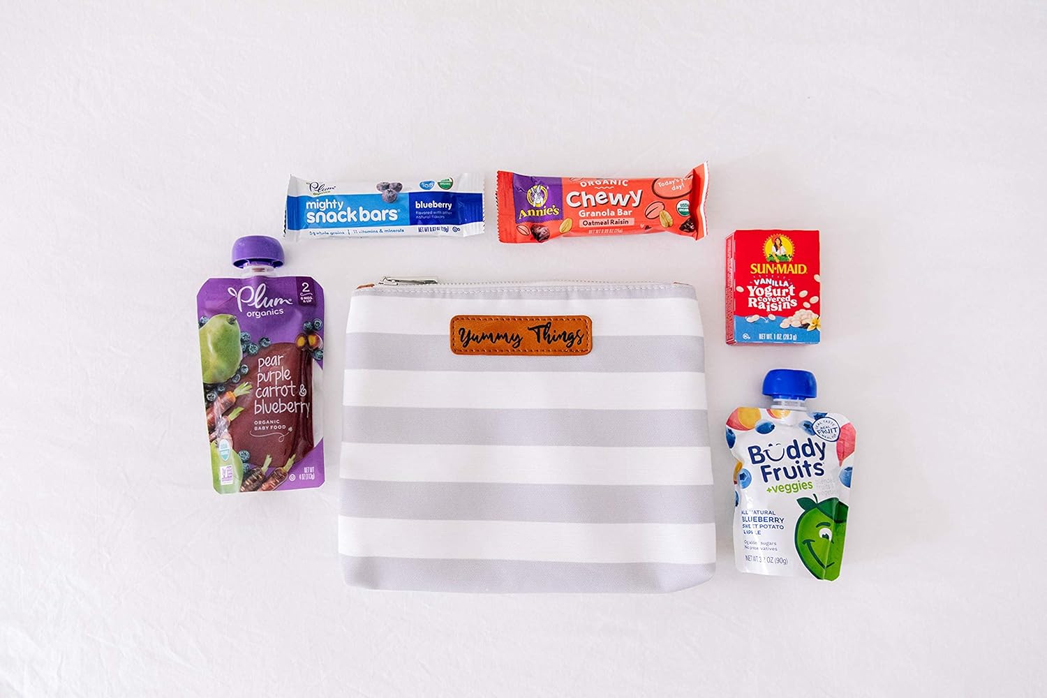 Stylish Diaper Bag Organizing Pouches - XL Set of 4 Gray and White Striped Canvas Diaper Bag Pouches with Leather Embossed Labels, Leather Wristlet Strap & Durable Metal Zippers - Image 9