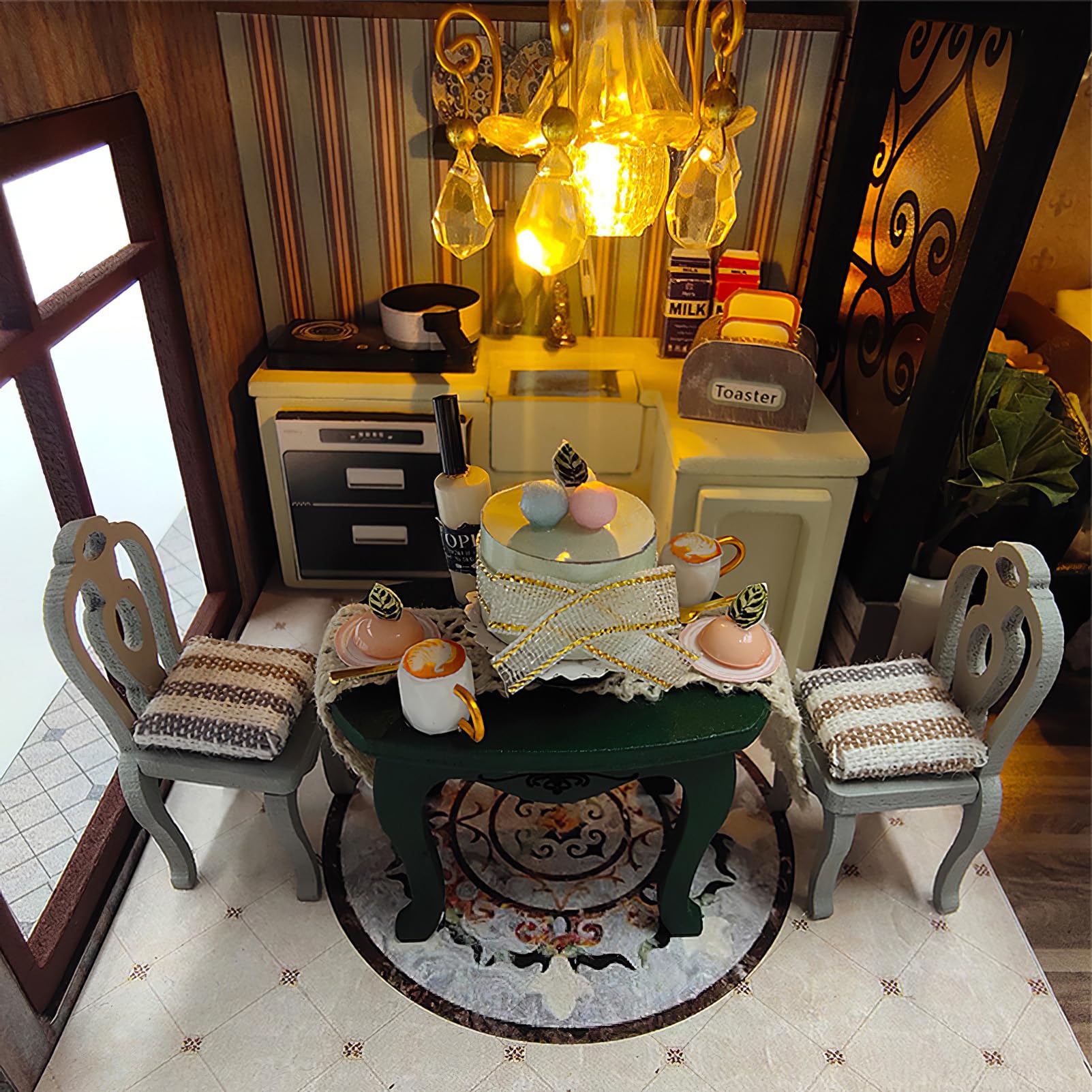 Miniaturowy zestaw domków dla dorosłych, mini budynek domku, miniaturowy zestaw DIY dla dorosłych, drewniany mini domek dla lalek na urodziny, Boże Narodzenie, trzypiętrowy retro loft