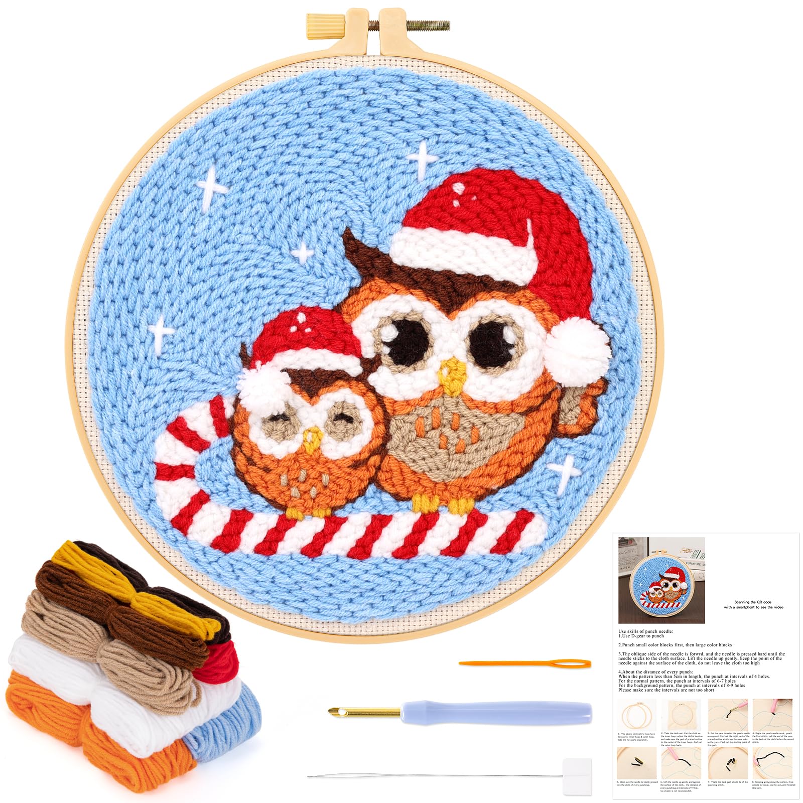 JSRQT Kit Natalizio Per Infeltrimento Ad Ago – Per Principianti, Con Lana Colorata, Telaio 20 Cm, Istruzioni Video, Tema Albero Di Natale