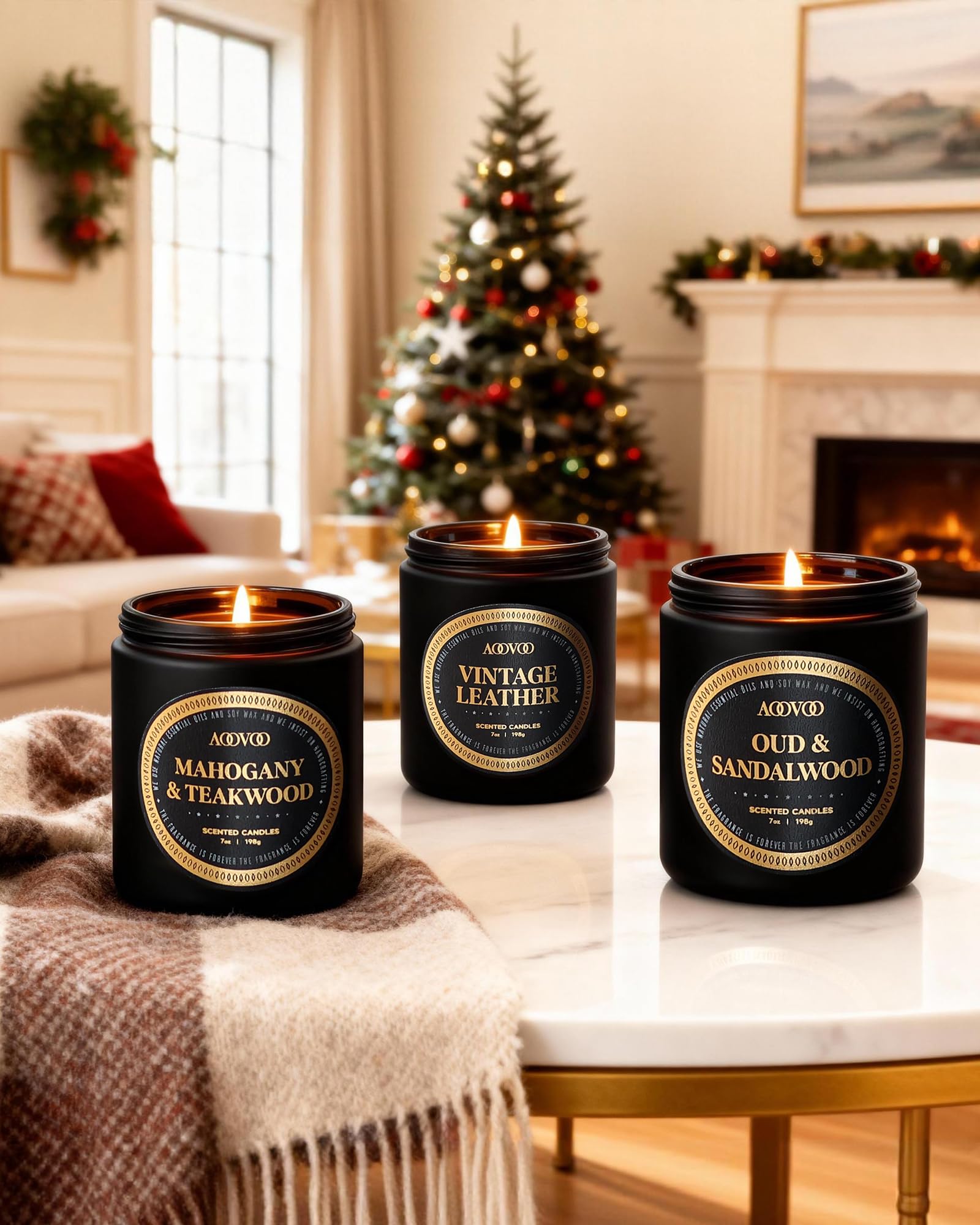 AOOVOO Conjunto de regalo de velas perfumadas - 6 paquetes de hombres velas para el hogar perfumado, vela de soja para los hombres, 42 oz 300 horas de larga duración vela conjunto