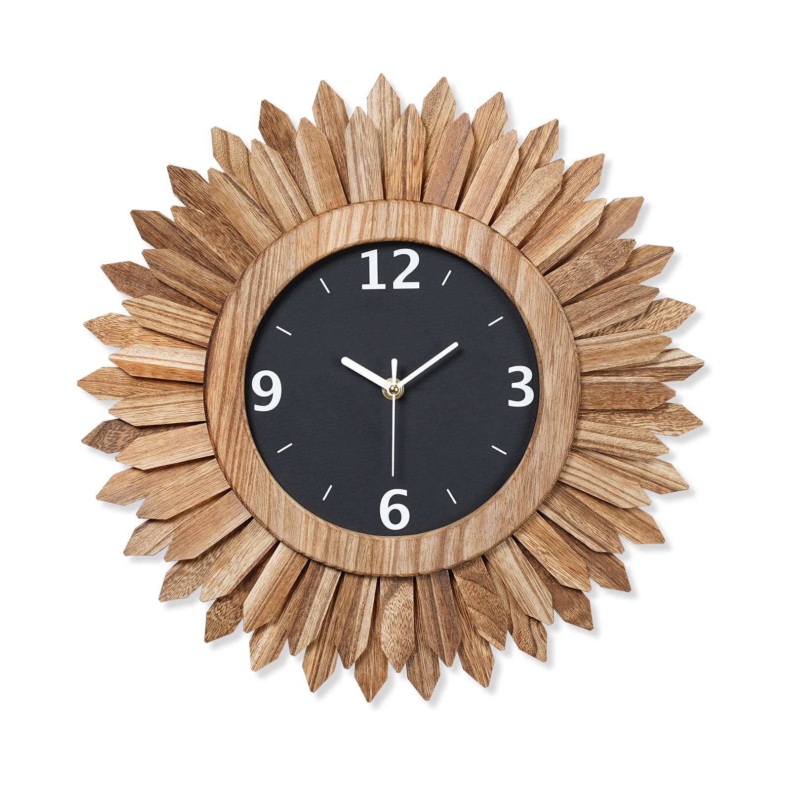 Horloge murale de 40,6 cm décorative en bois à piles silencieuse