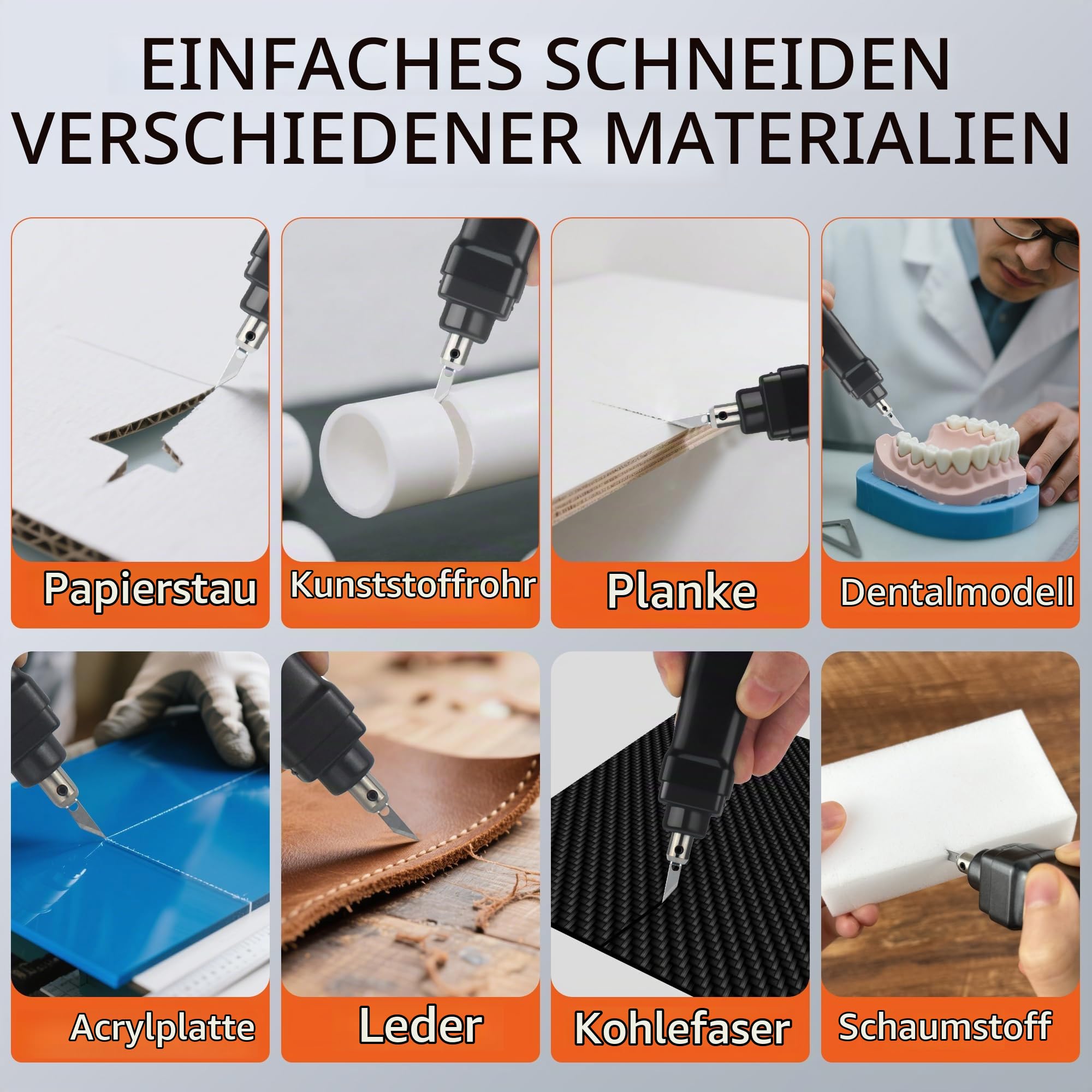 Handgehaltenes Ultraschall Cutter, Patentierte Rutschfeste Griffe, 40 Ersatzklingen, 30W 40KHz Hochpräzisions Ultraschallschneider für Kunststoff, Harz, Kohlenstofffaser, 3D-Druckmodelle
