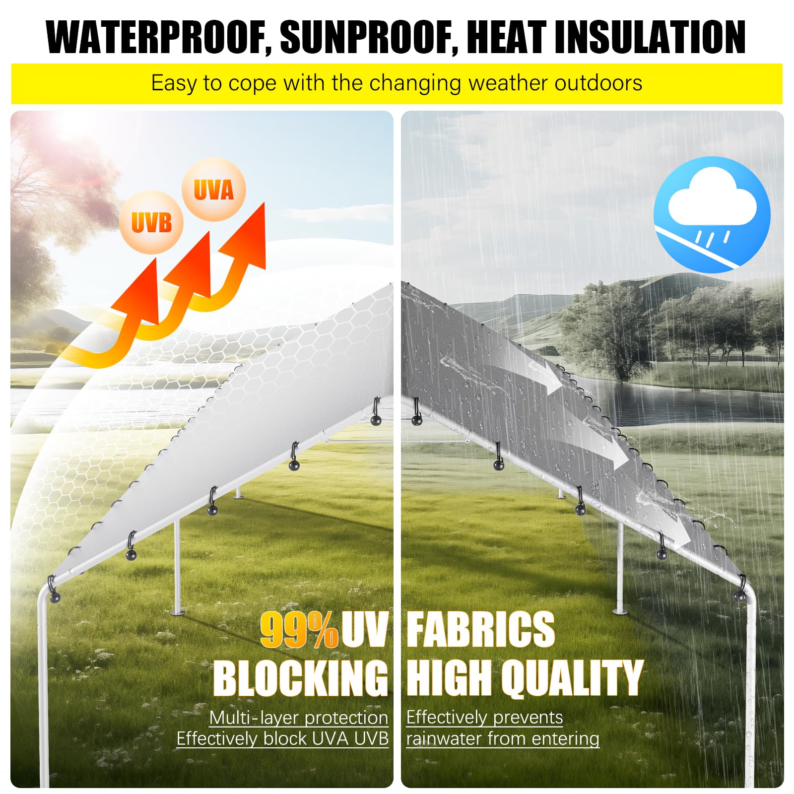 DWALE 10x20 Carport Canopy Cover - Waterproof & UV -4 DWALE 10x20 Carport Canopy Cover - Waterproof & UV -4