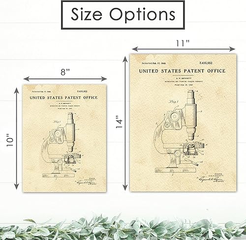Miniatura 5 de Arte de pared con estampado de patente de microscopio, sin marco, 8 x 10 pulgadas, decoración moderna de pared, arte de pared de oficina, decoración