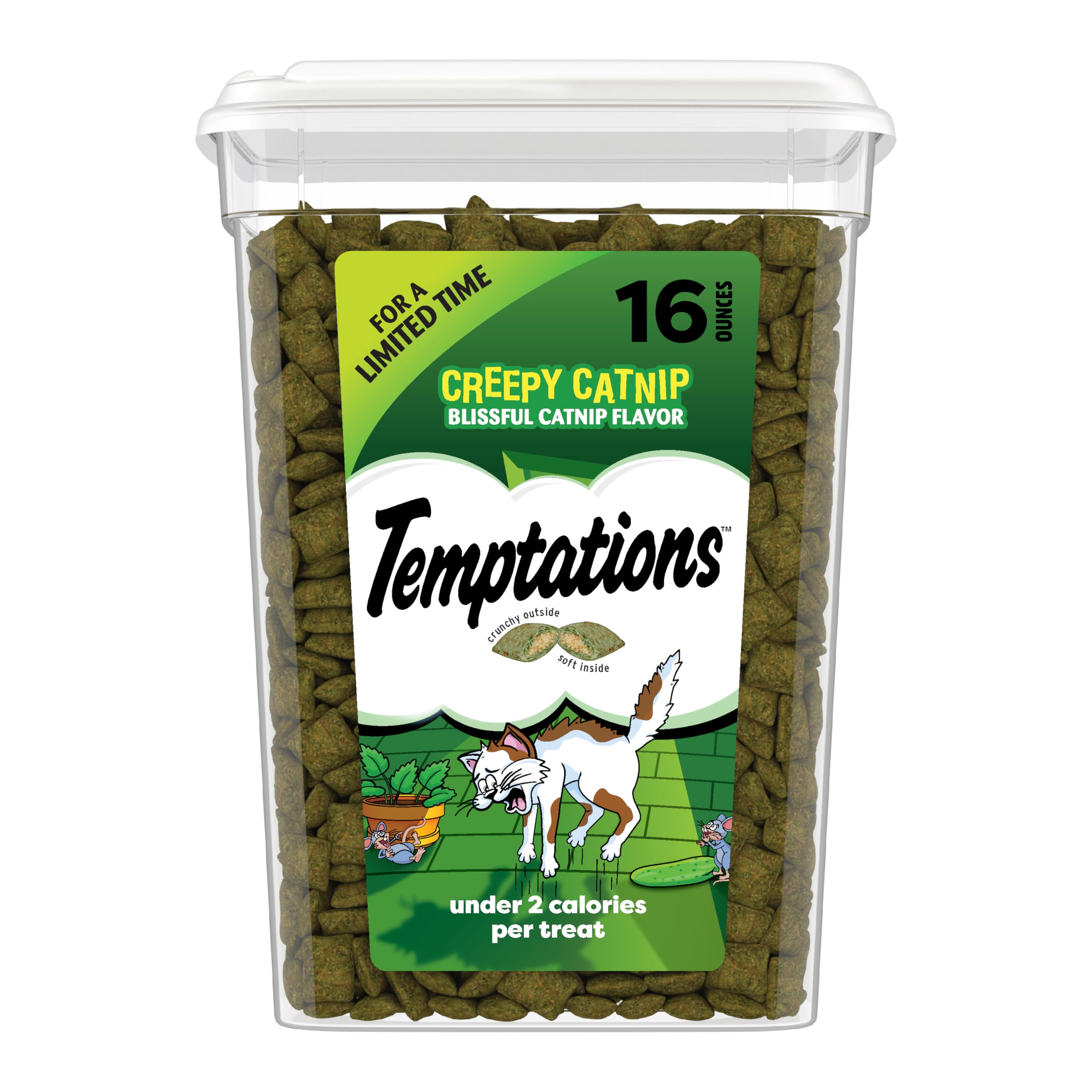 TemptationsClassic Crunchy and Soft Cat Treats Creepy Catnip Blissful Catnip Flavor, 16 oz. Tub