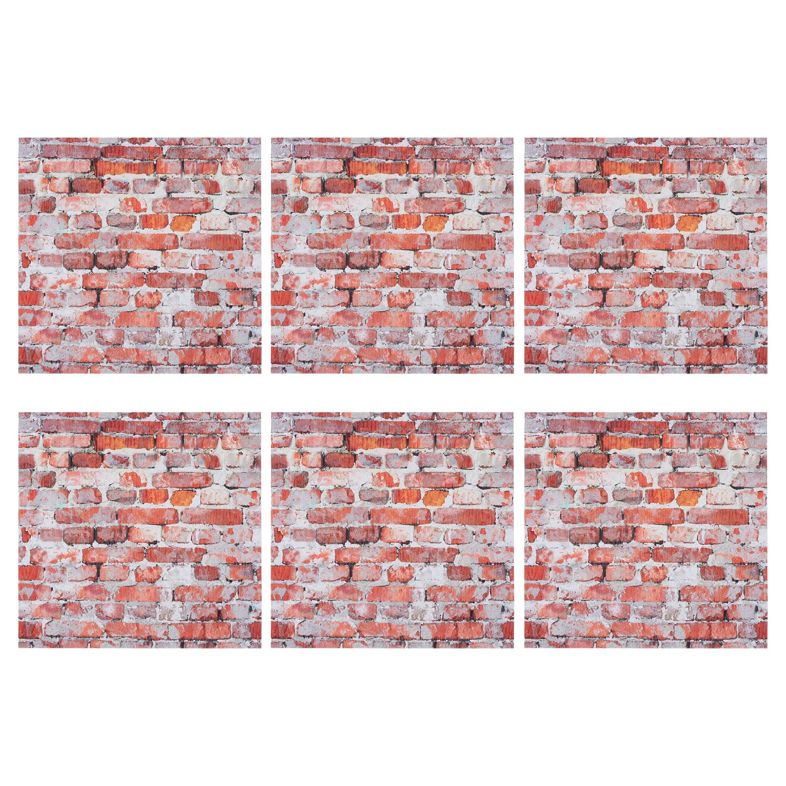 MECCANIXITY Dollhouse Floorboards 4 x 4 Inch Red Brick Dollhouse Wallpaper and Flooring for Dollhouse Accessories 6 Pcs