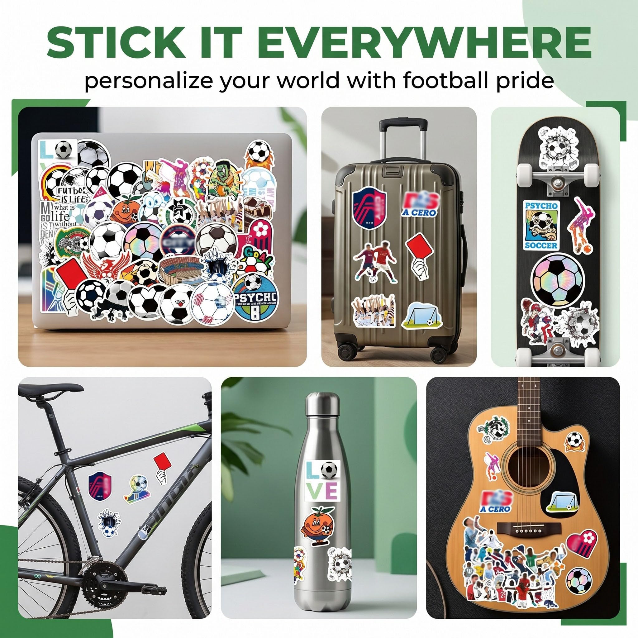 120 Pezzi Calcio Adesivi, Calcio Gioco Stickers, Impermeabile Sport Decalcomanie per Bambini, Adolescenti, Adulti