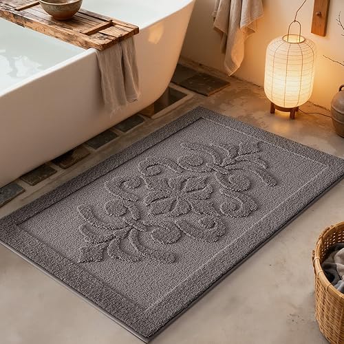 Miniatura 25 de LUMI Alfombras de baño con parte trasera de goma antideslizante, microfibra ultra suave, lavable a máquina, elegantes alfombras de baño florales