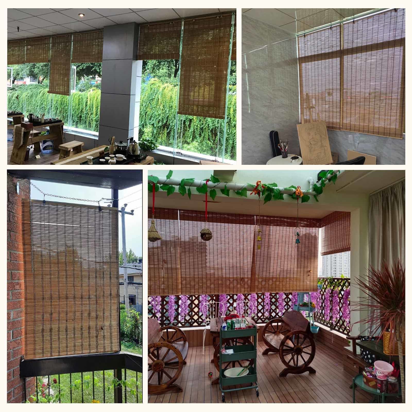 Bamboe Rolgordijn 45-150cm Breed,Ademende Rolgordijnen,Natuurlijke Bamboe Gordijn,Zonneschermen,Retro Decoratieve Vouwgordijnen,Bamboe Jaloezieën Met Lifter,Voor Ramen,W×H-140x200cm/55x79in