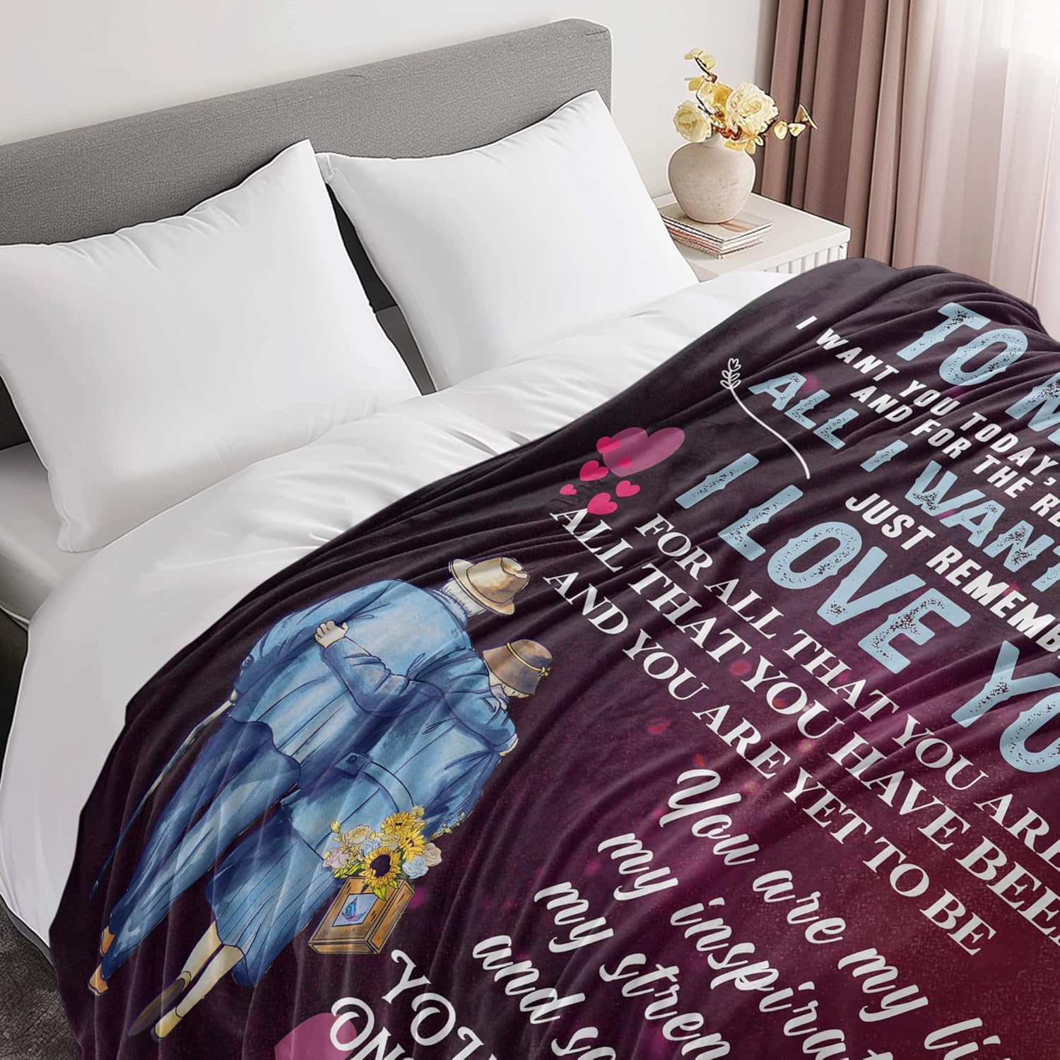 UFOORO Anniversary Romantic Gift for Wife, Mother's Day to My Wife Love Blanket, Beloved Birthday Gift Ideas, for Women, Valentines for Her 55"x70" - Image 3