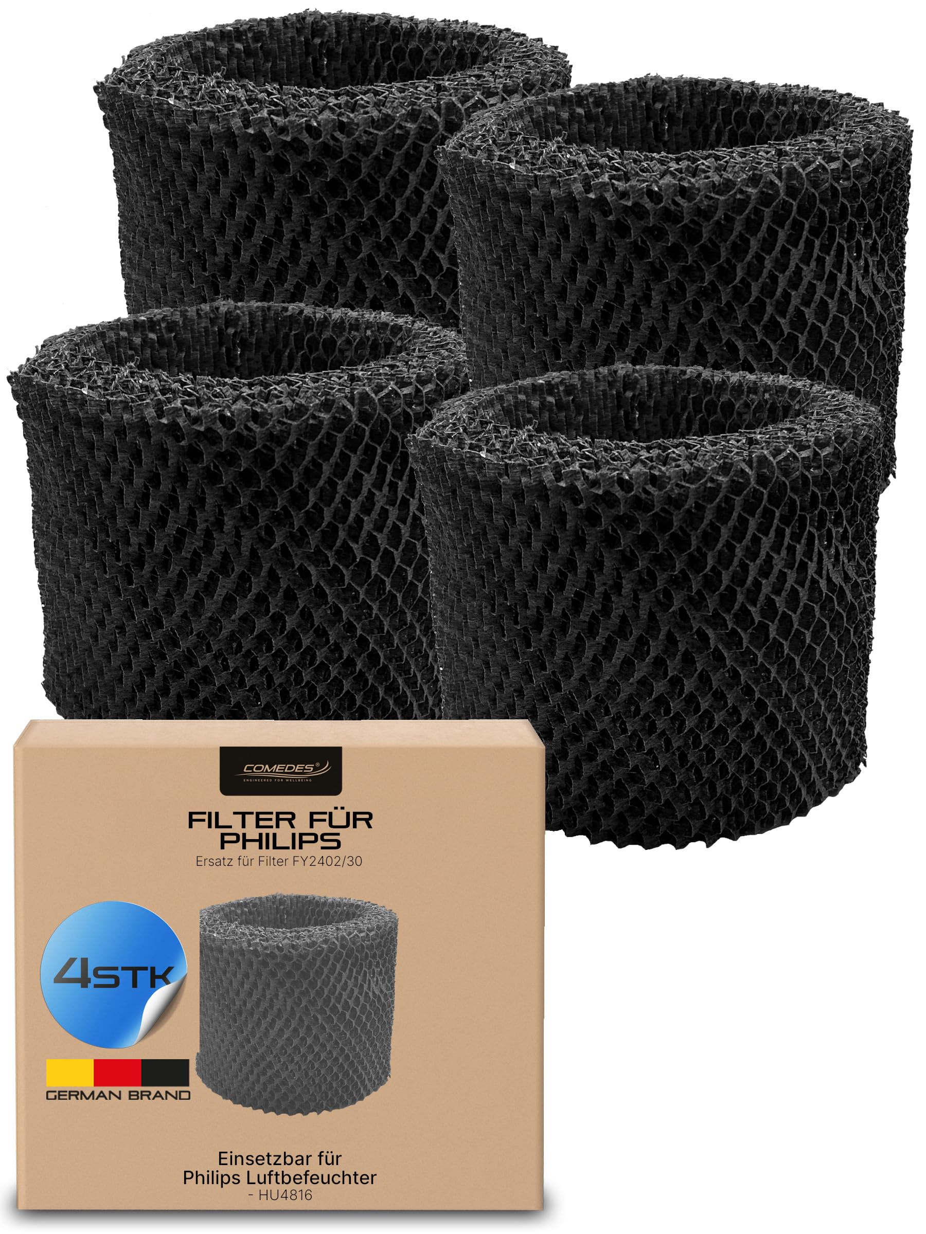 Filtre pour Philips HU4816 anti-bactérien : pack de 4 mèche d'évaporation FY2402