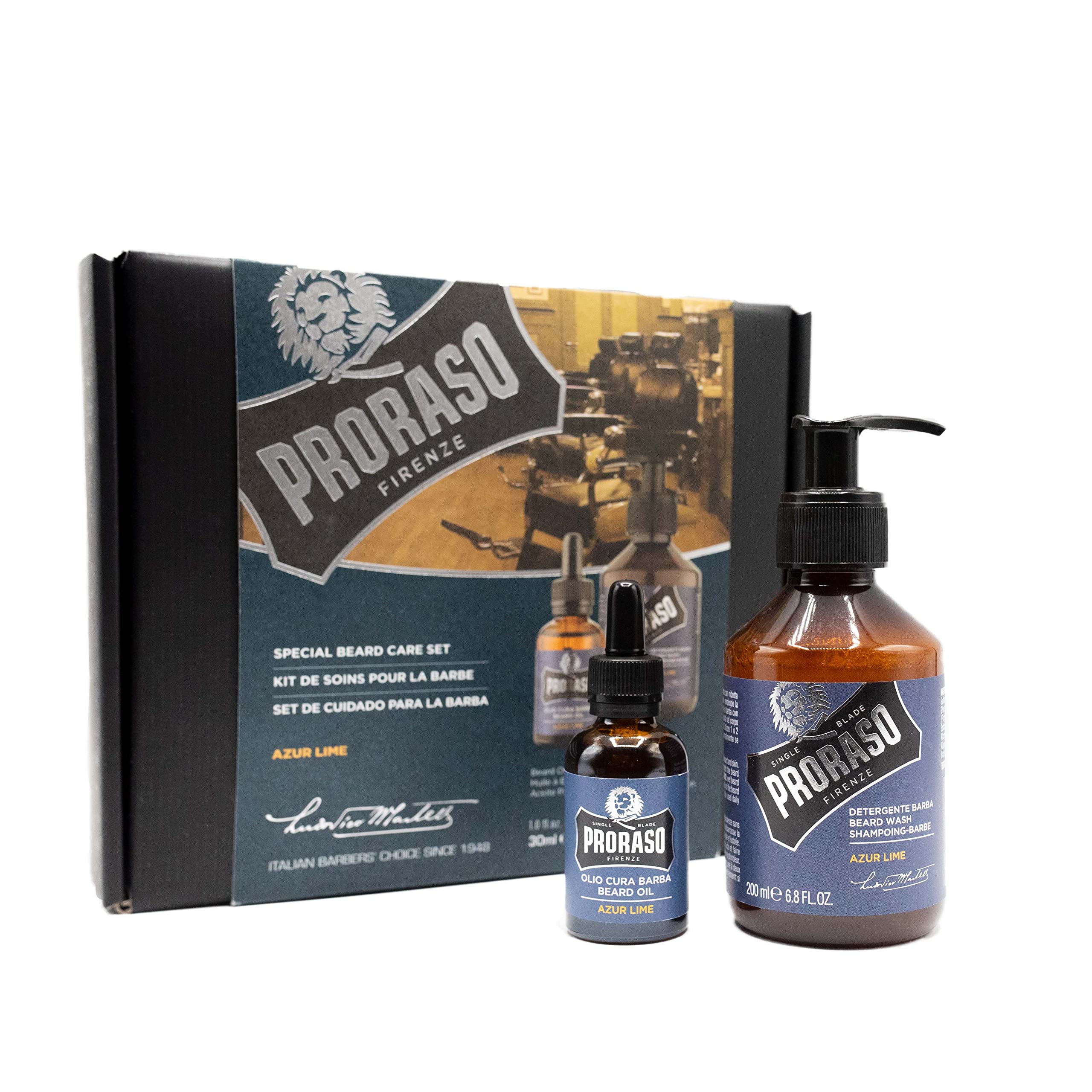 Beard Care Duo Kit for Full or Long Beards with Beard Oil and Beard Wash, Azur Lime