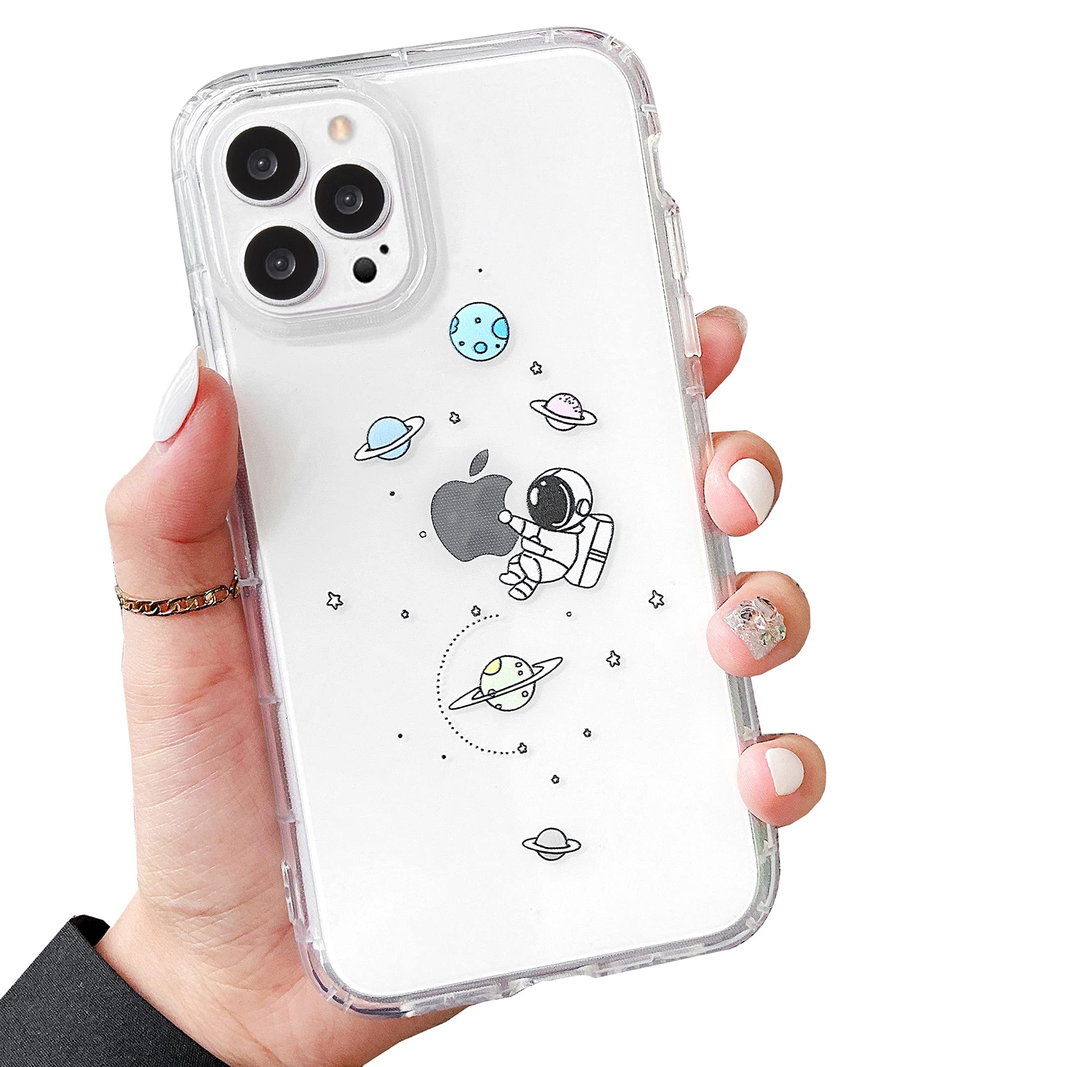 ZTOFERACompatible with iPhone 13 Pro Max Case, Silicone Protective Bumper Case Planet Star Space Pattern Girls Boys Slim Shockproof Clear Phone Case Cover for iPhone 13 Pro Max, Astronaut Hug