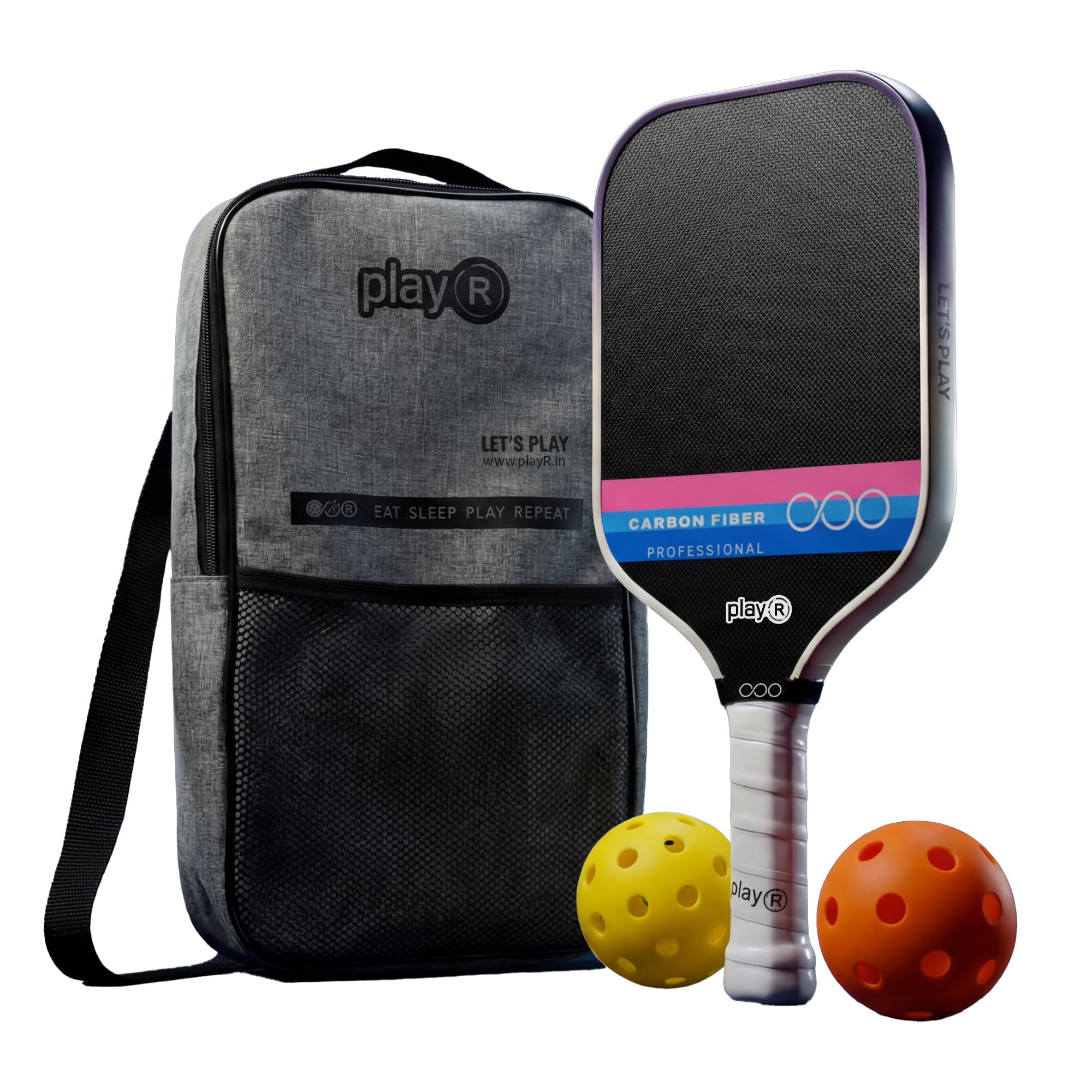playR Pickleball Combo Kit – Professional Carbon Fiber Paddle, Outdoor Essential 40 Hole Ball, Indoor Essential 26 Hole Ball with Carry Bag, Outdoor Game for Kids & Adult - Pickle Ball Set of 4 Item-image-12