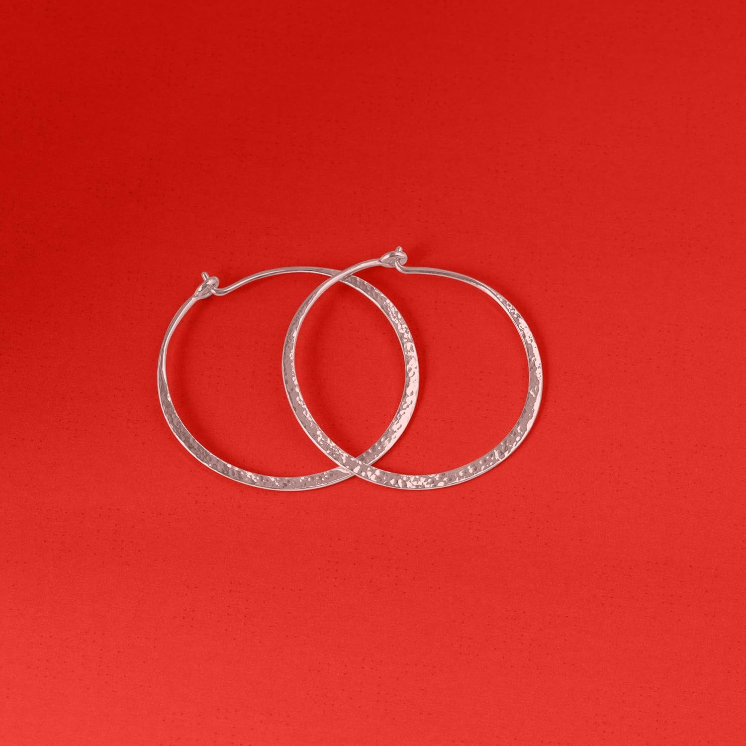 Boma Jewelry Sterling Silver Organic Hammered Textured Hoop Earrings, 1.5 Inch - Image 3