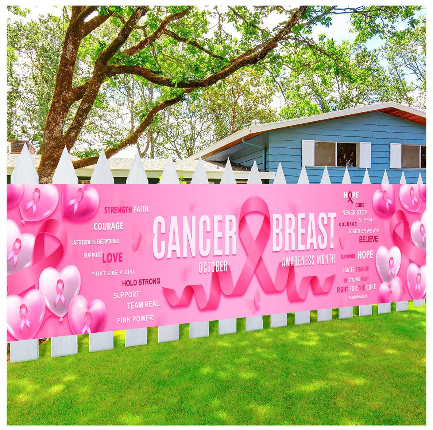 Breast Cancer Awareness Banner Backdrop - Pink Ribbon Design, 70x47 Inches, For Fundraising & Parties - View #11