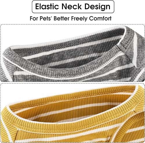 Miniatura 7 de Koneseve Chaleco ligero y elástico para perro, camisetas suaves y frescas, sin mangas, chaleco a rayas, ropa transpirable para cachorros, gatitos,