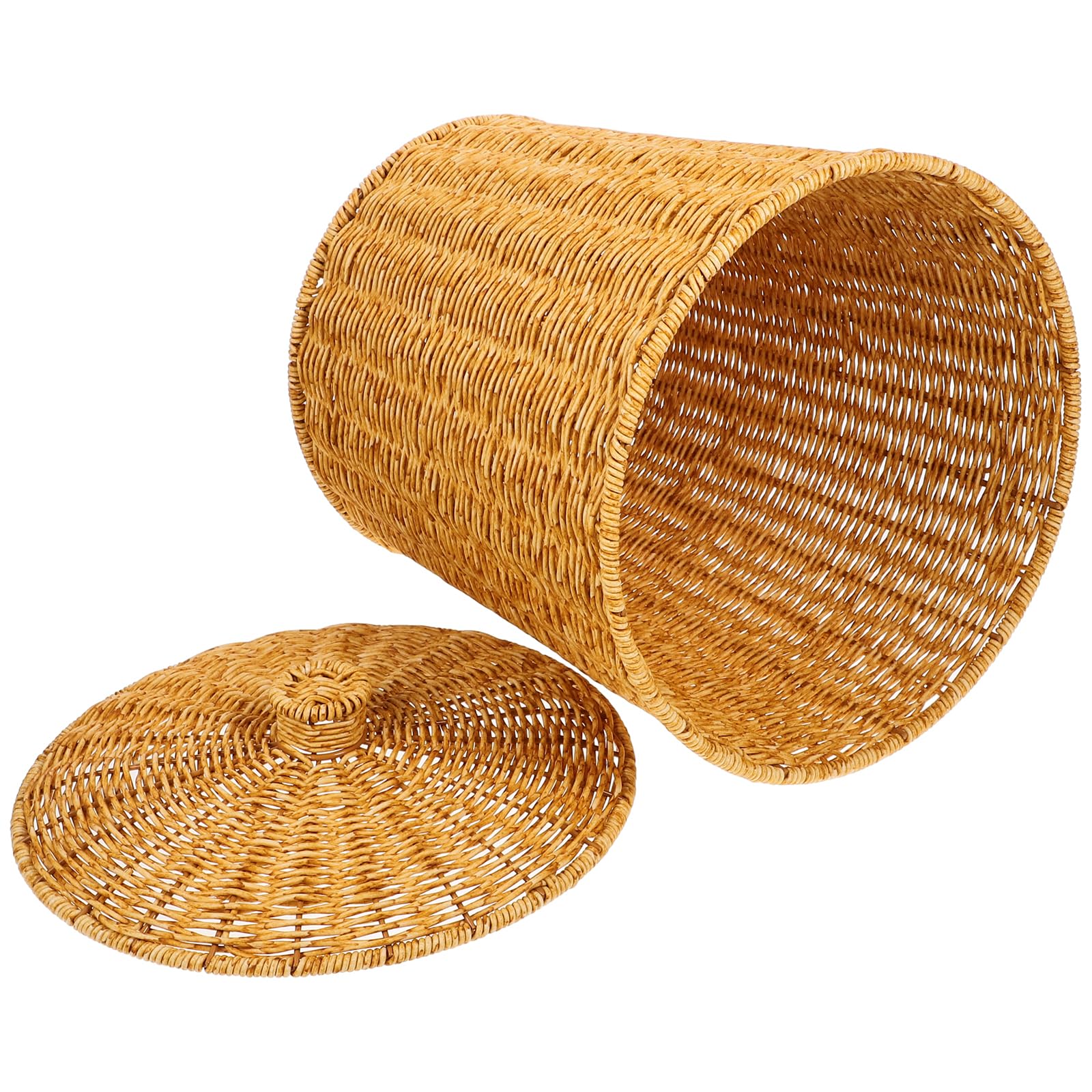 Alipis Pattumiera Con Coperchio Cestino Portaoggetti Rustico Intrecciato in Finto Rattan Cestino Di Articoli Vari Per Camera Da Letto Soggiorno Lavanderia Ufficio 33.00X28.00X28.00Cm