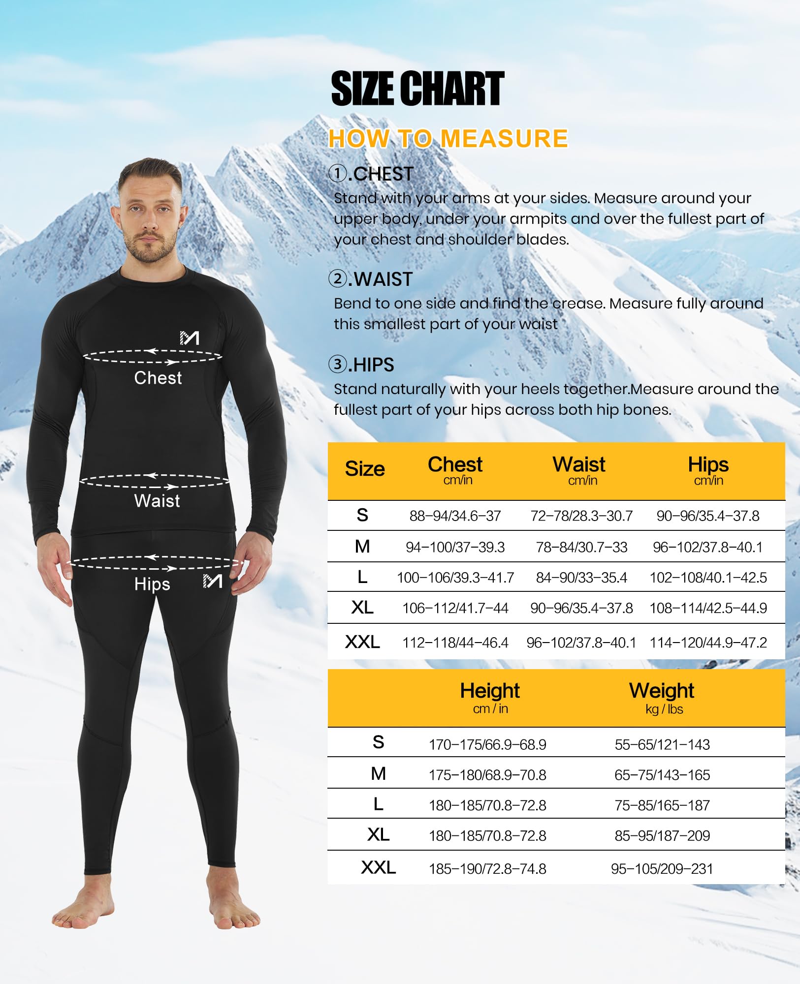 MEETYOO Lot 2 Sous-Vêtement Thermique Homme Respirant Régulation Transpiration Ski Sport