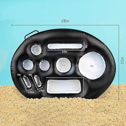 Miniatura 9 de ZONETECH Soporte inflable flotante para bebidas para piscina, bañera de hidromasaje para adultos, barra de servicio de bufé, bebidas, frutas,