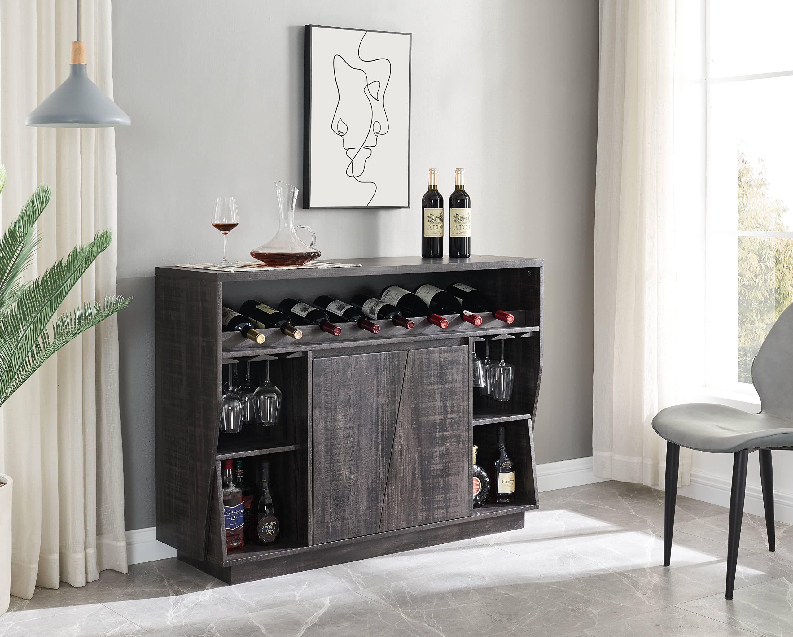 Home Source Lavish Console Bar Cabinet in Black