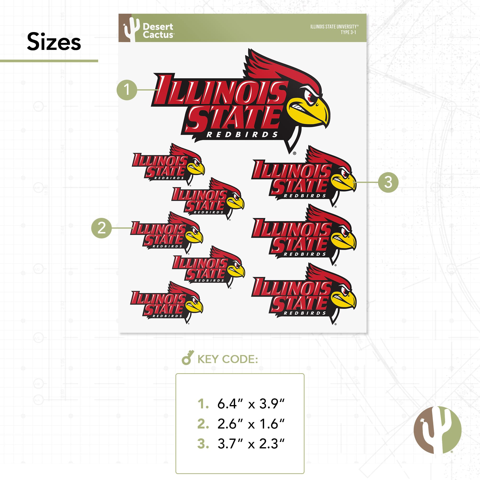 Desert Cactus University Of Illinois Sticker Sheet - Fighting Illini Vinyl Decals For Laptop, Car, Water Bottle - View #11