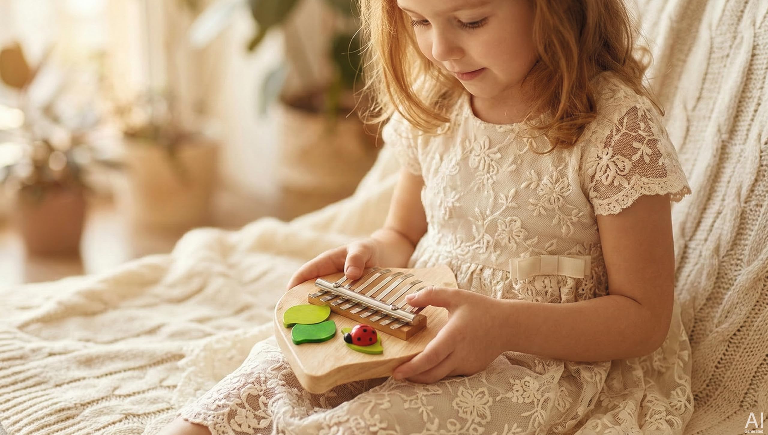 goki 61975 - Kalimba Kinder Daumenklavier aus Holz - Musikinstrument mit 8 Tönen - Klangspiel für Kinder - Holz Musikinstrument für erste Musikerfahrungen ab 5 Jahren - 22 cm