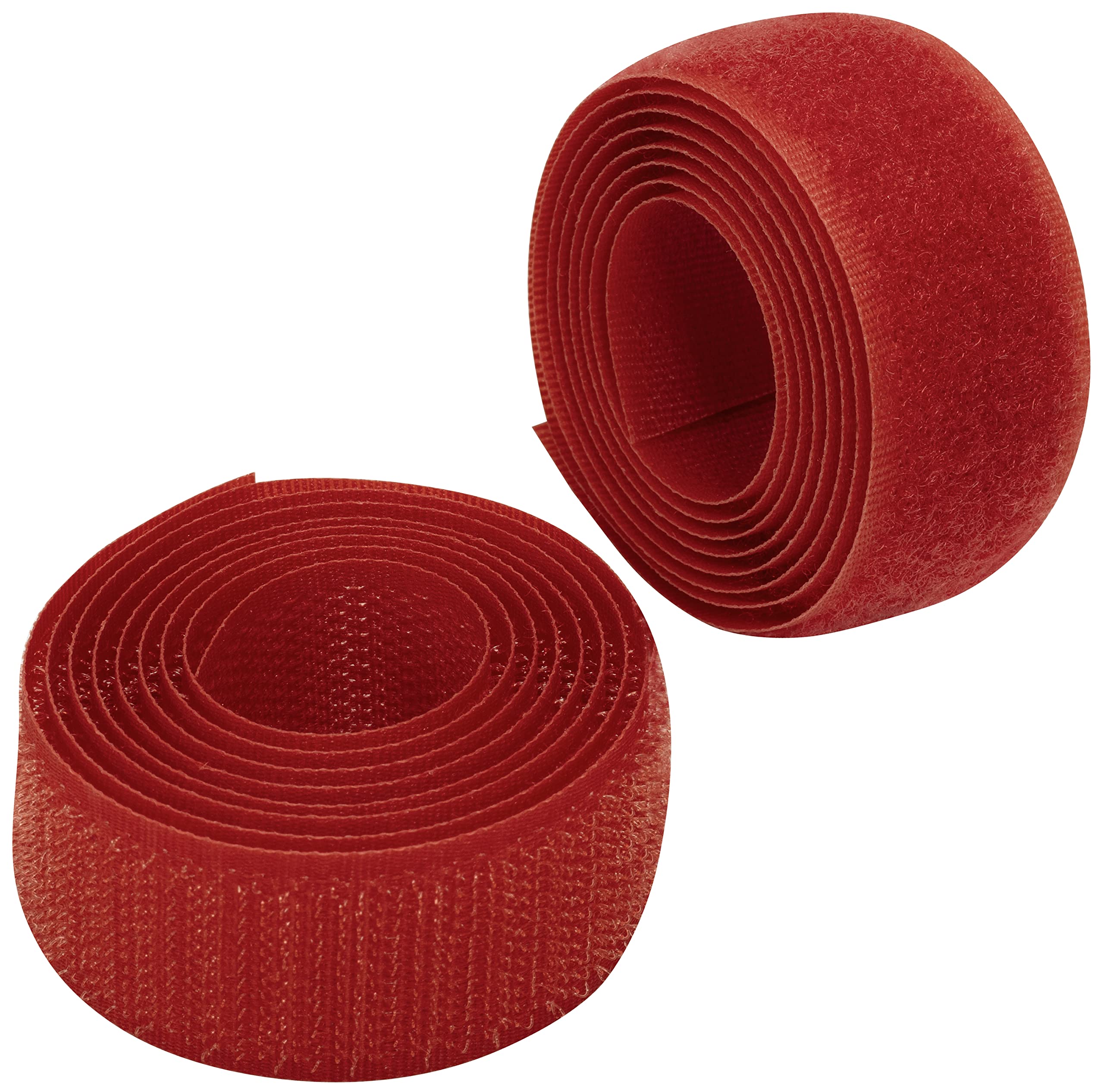AERZETIX - C65933 - Cinta/rollo de scratch 25mm 1 metro auto agarre - organizador/sujetacables - tira enganche bolsa prenda correa - color: rojo - en poliamida y poliéster