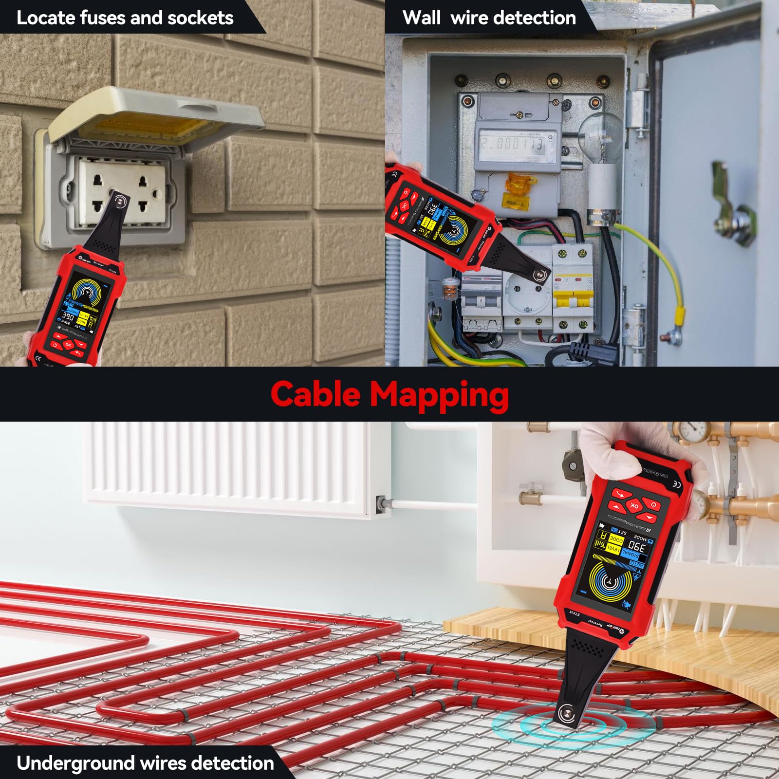 Localizzatore di cavi ET836 per interruzioni: sistema professionale di localizzazione di cavi interrati e a parete - Rilevatore di interruzioni,Multifunctional Line Finder Multimeter