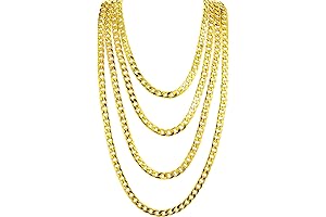 4 Pieces Thick Large Fake Gold Link Chain Necklace Set