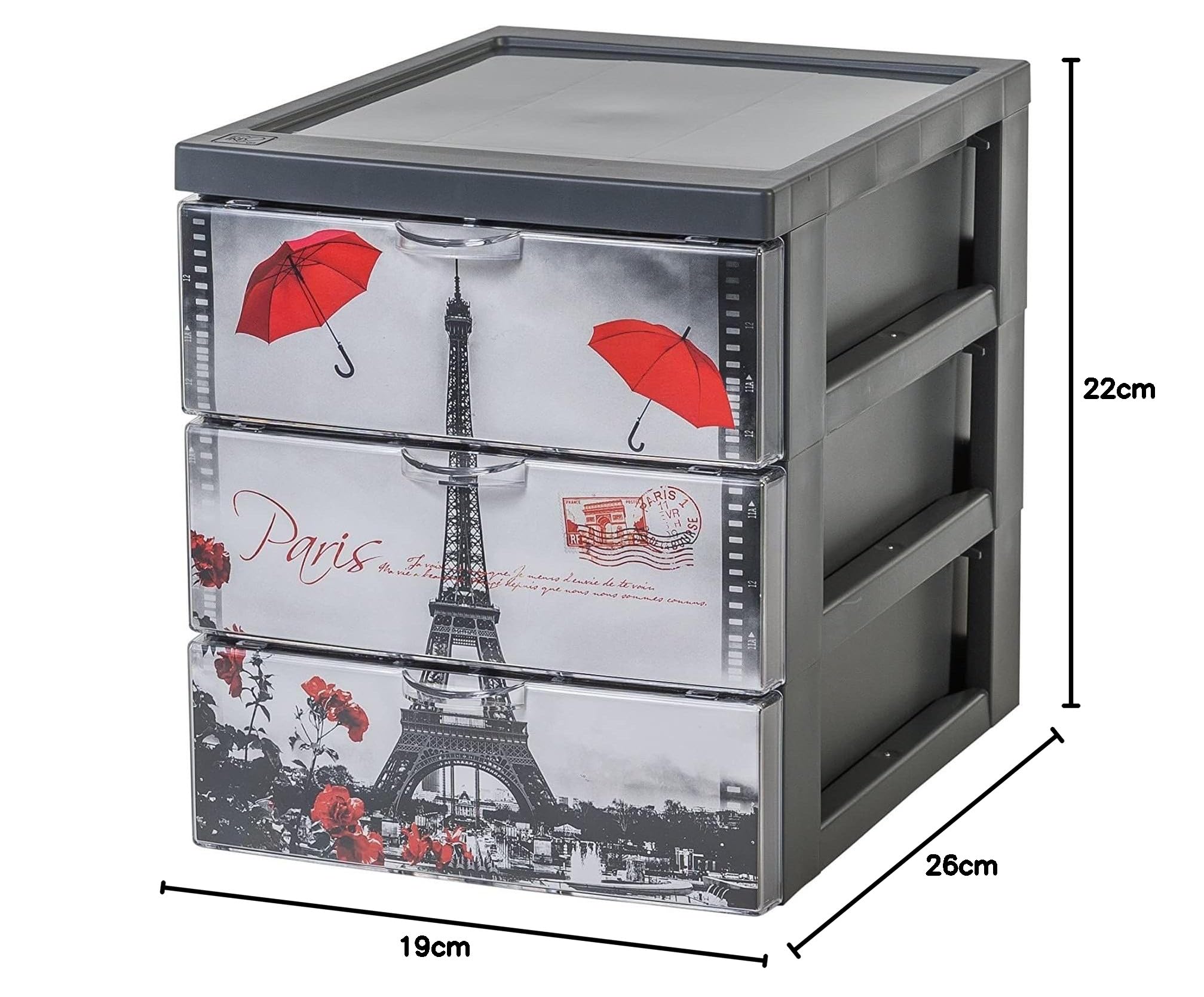 Iris Ohyama, Torre di stoccaggio, 3 cassetti da 2 L, maniglie ergonomiche, soggiorno, camera da letto, ufficio - Style Chest SCF-A5 - Parigi